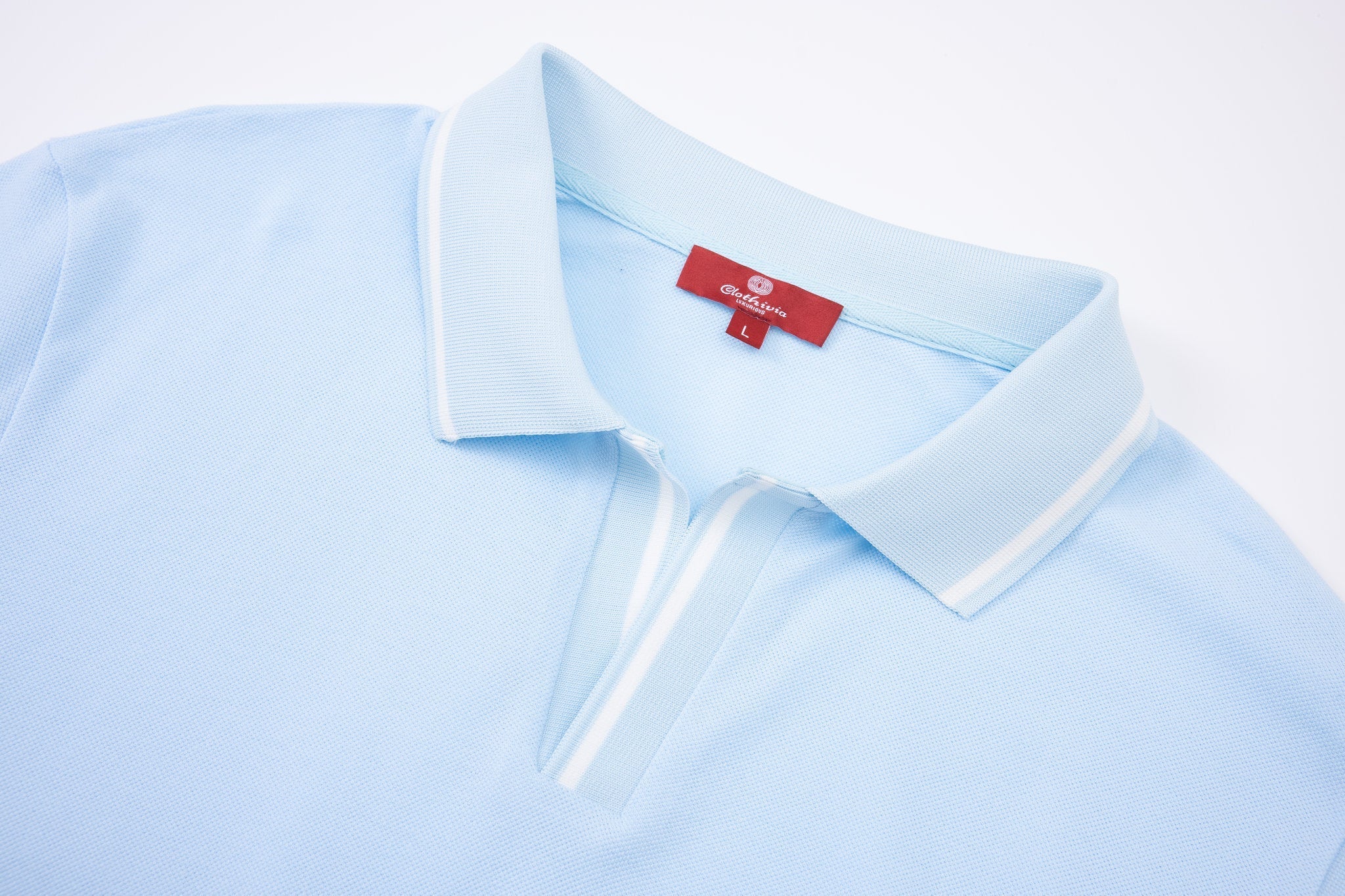 open collar -Baby-Blue × Chino Short-Beige — Combo Look