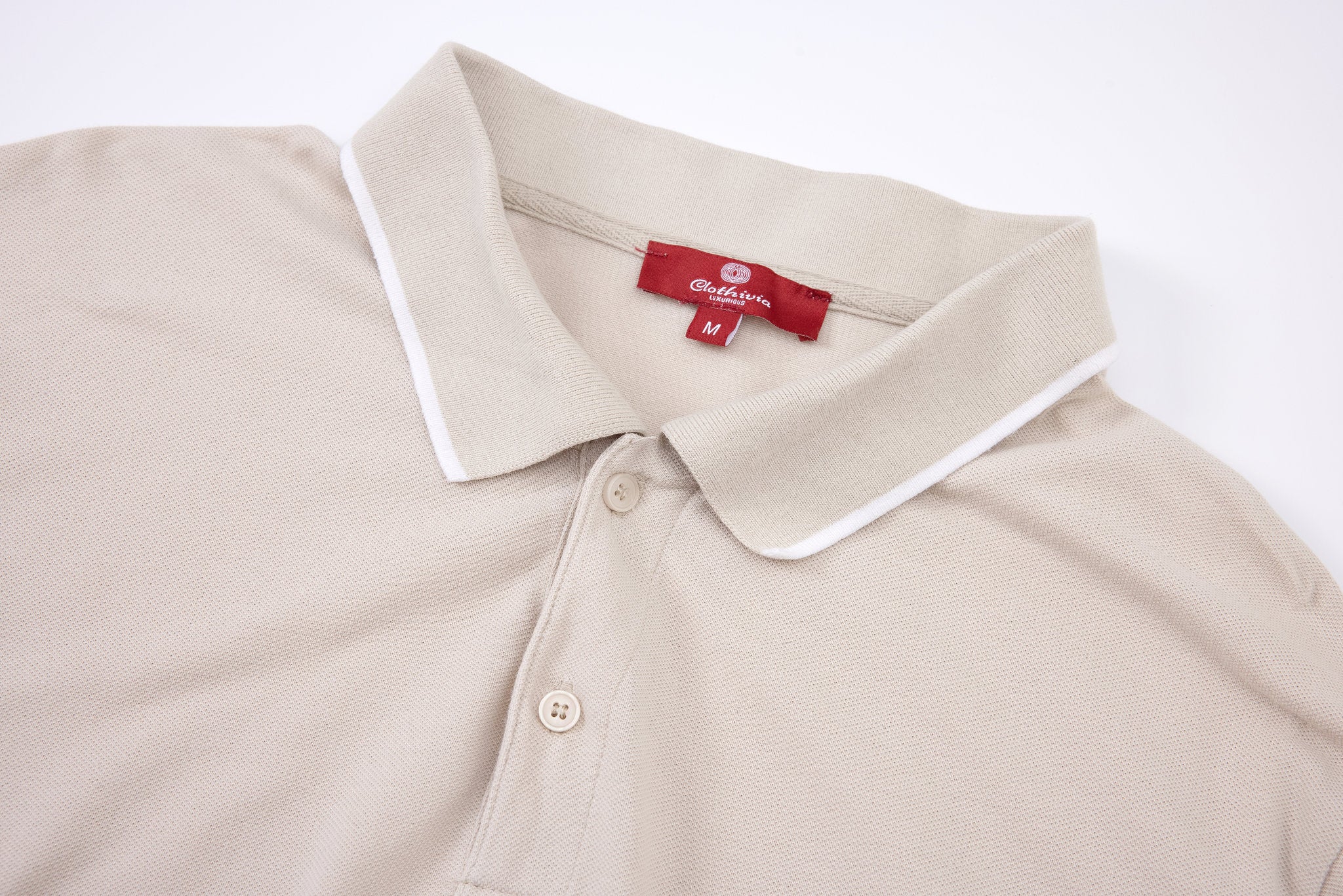 Tailored  trousers -Ivory × polo shirt -Beige — Combo Look