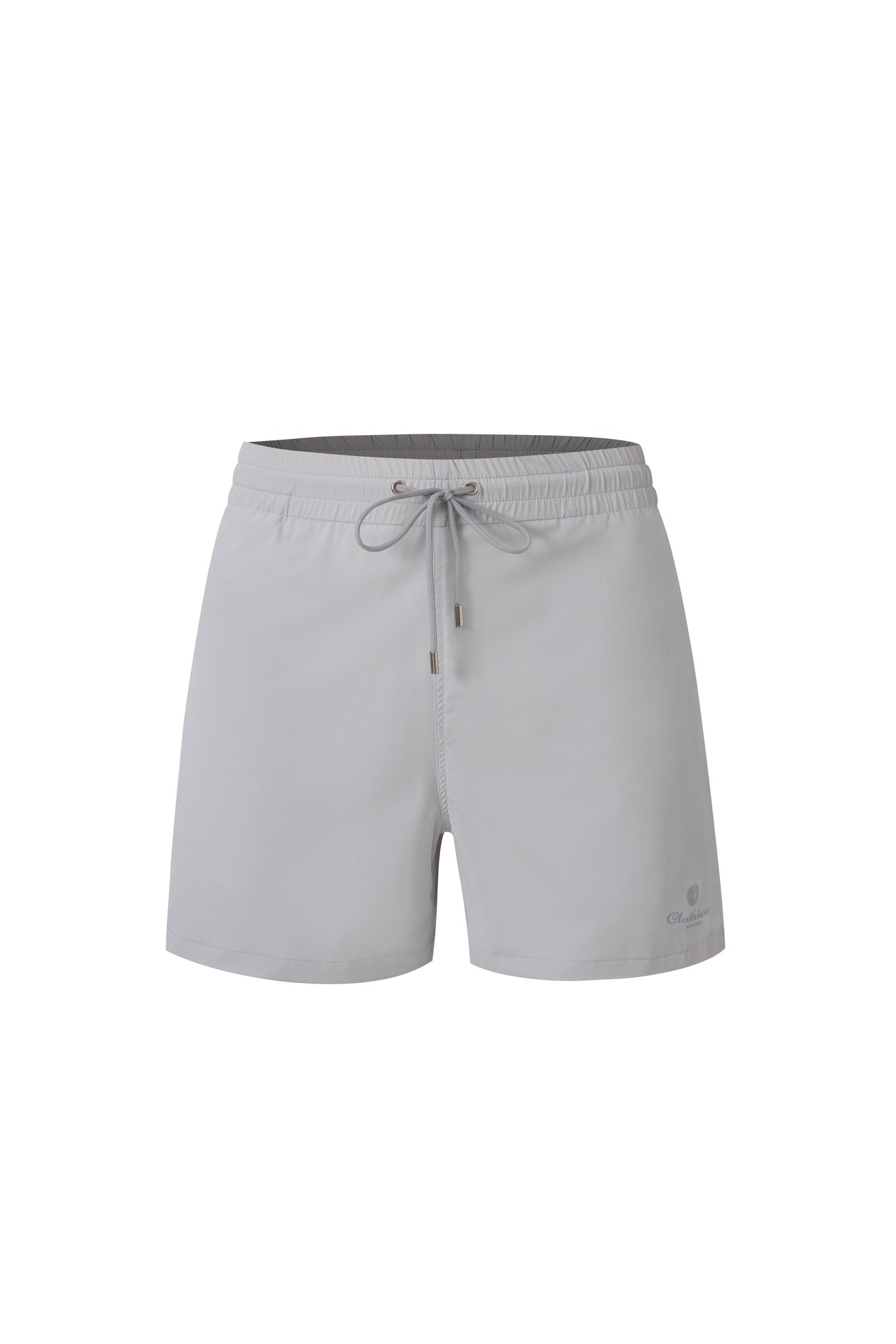 premium swimming shorts-Mist-Gray × Towel Hoodie-Beige — Combo Look