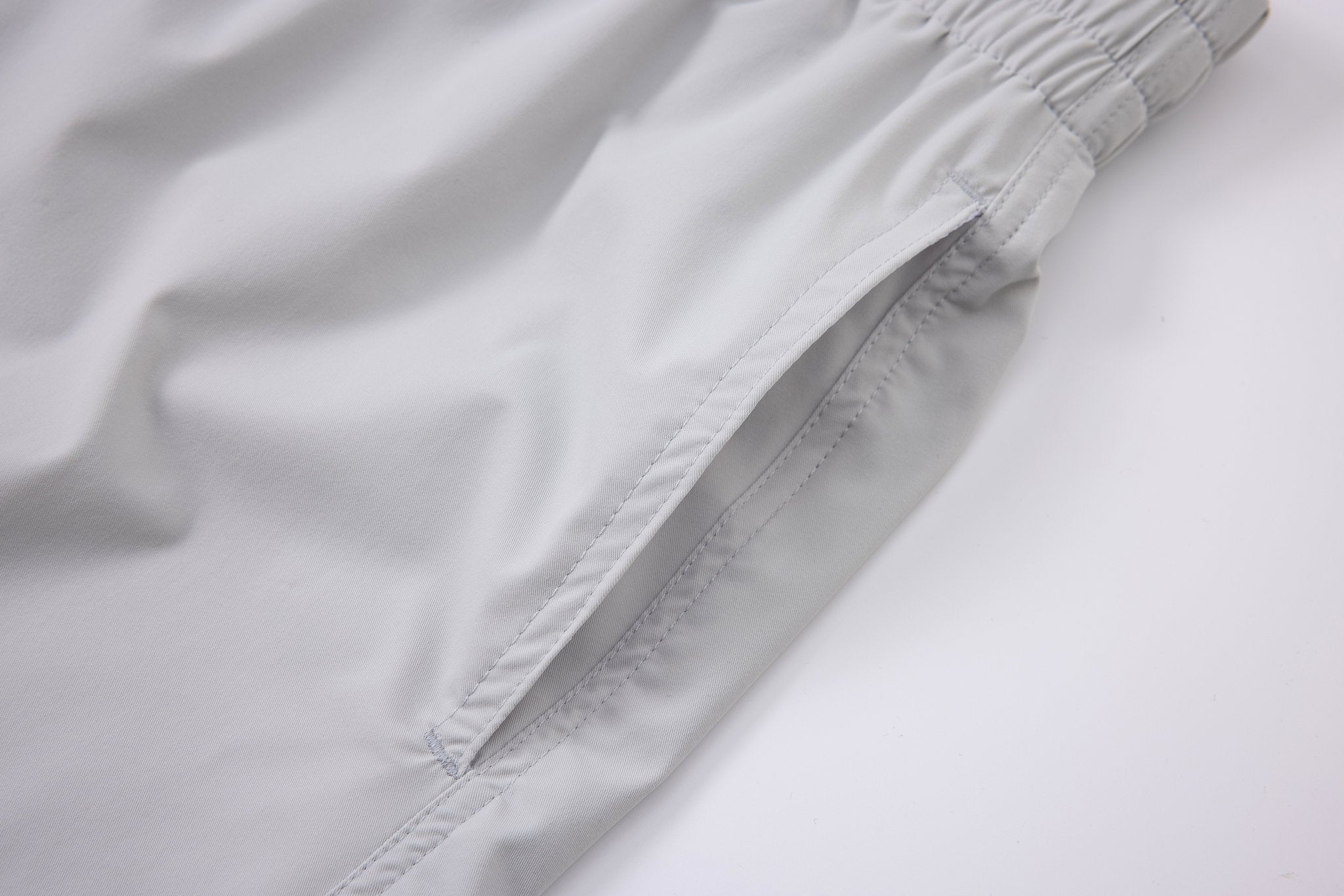premium swimming shorts-Mist-Gray × Towel Hoodie-Beige — Combo Look