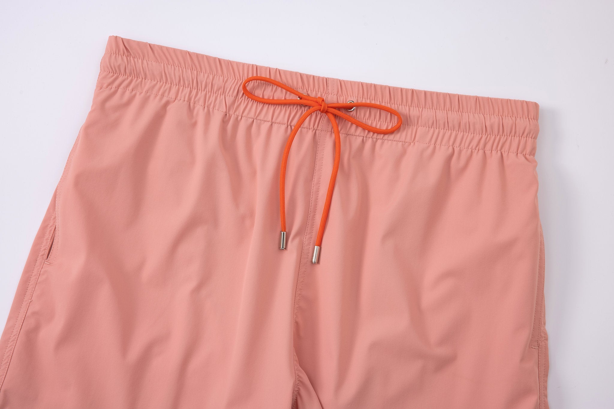 premium swimming shorts-Coral × Linen Long Sleeves-Pink — Combo Look