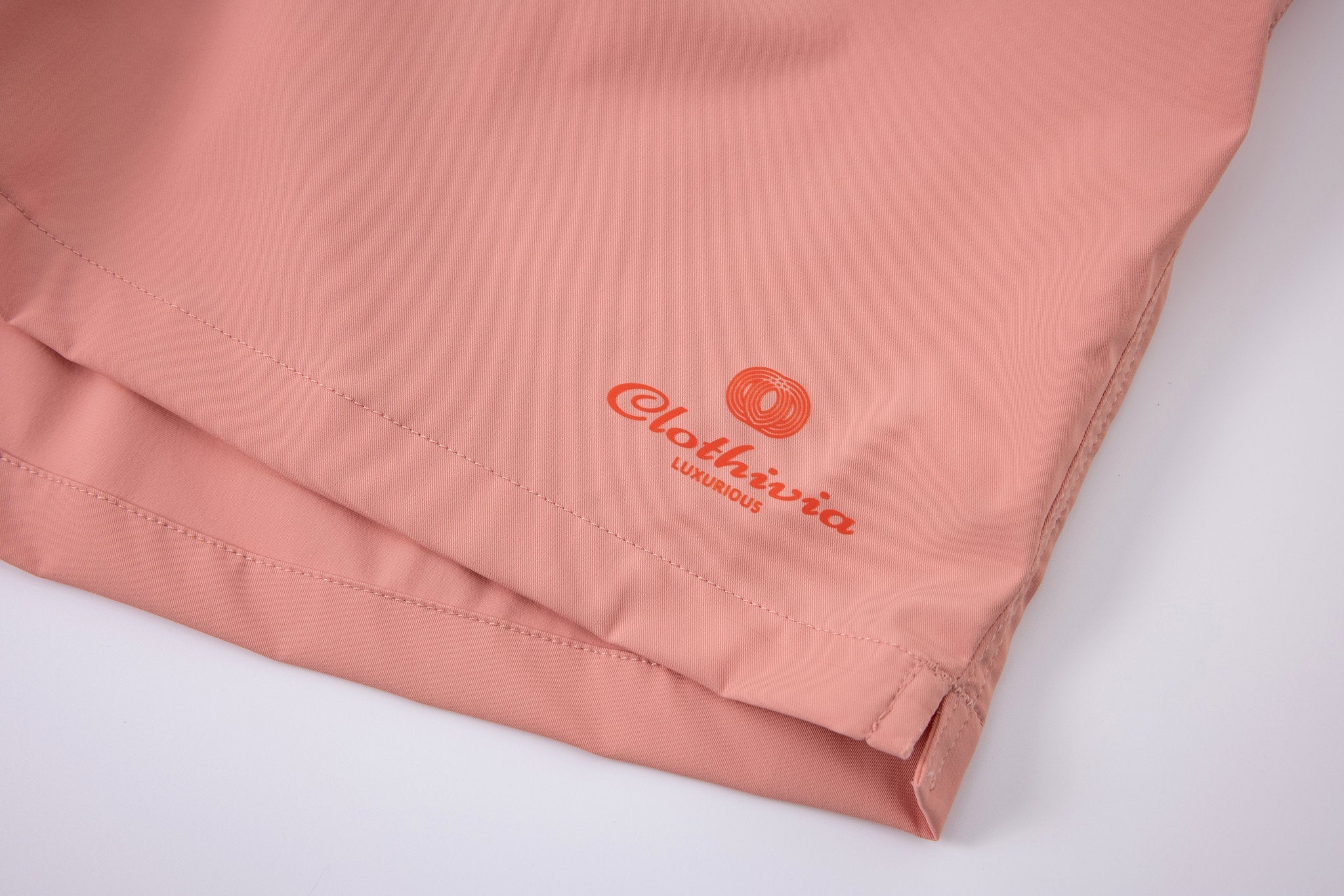 premium swimming shorts-Coral × Linen Long Sleeves-Pink — Combo Look