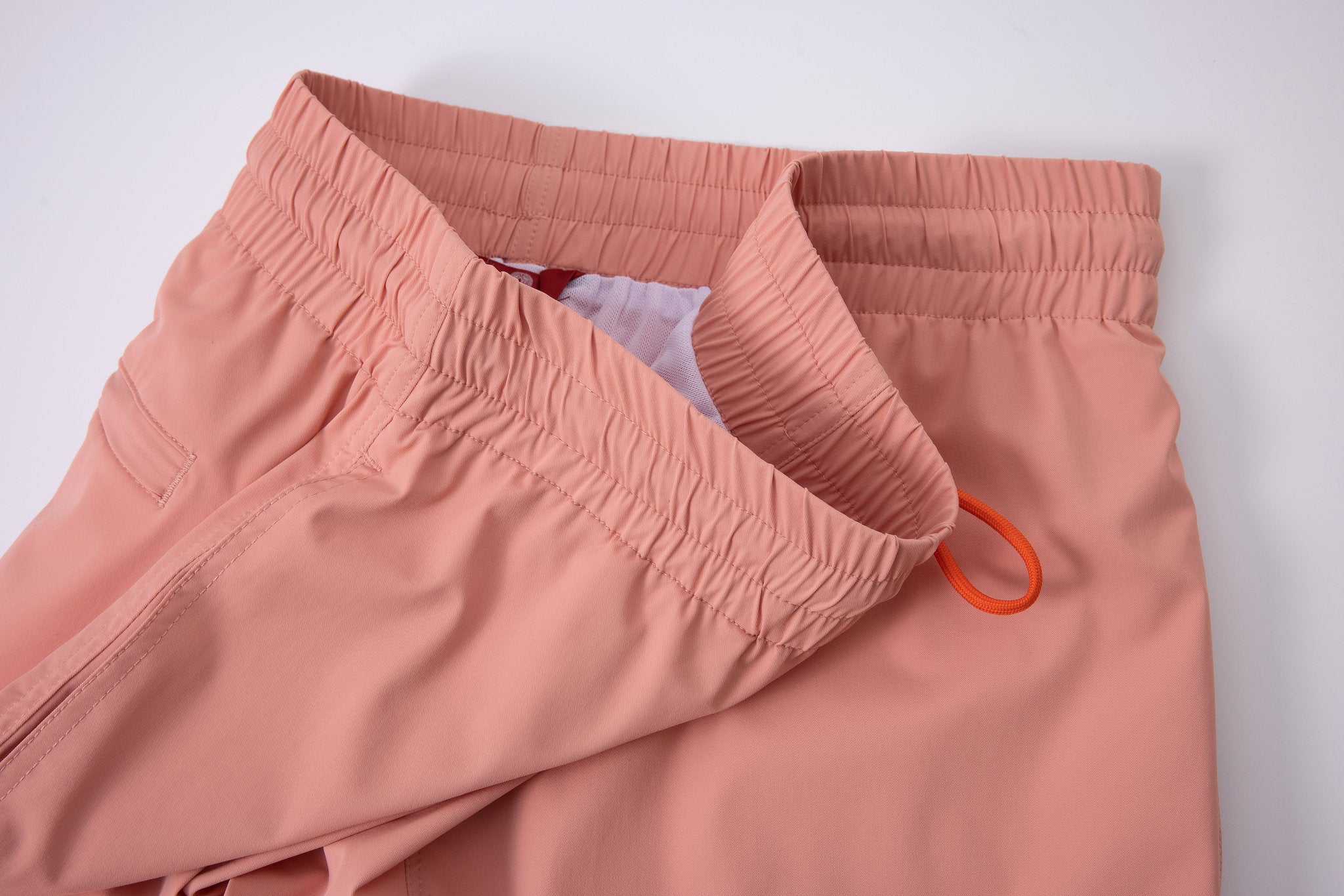 premium swimming shorts-Coral × Linen Long Sleeves-Pink — Combo Look