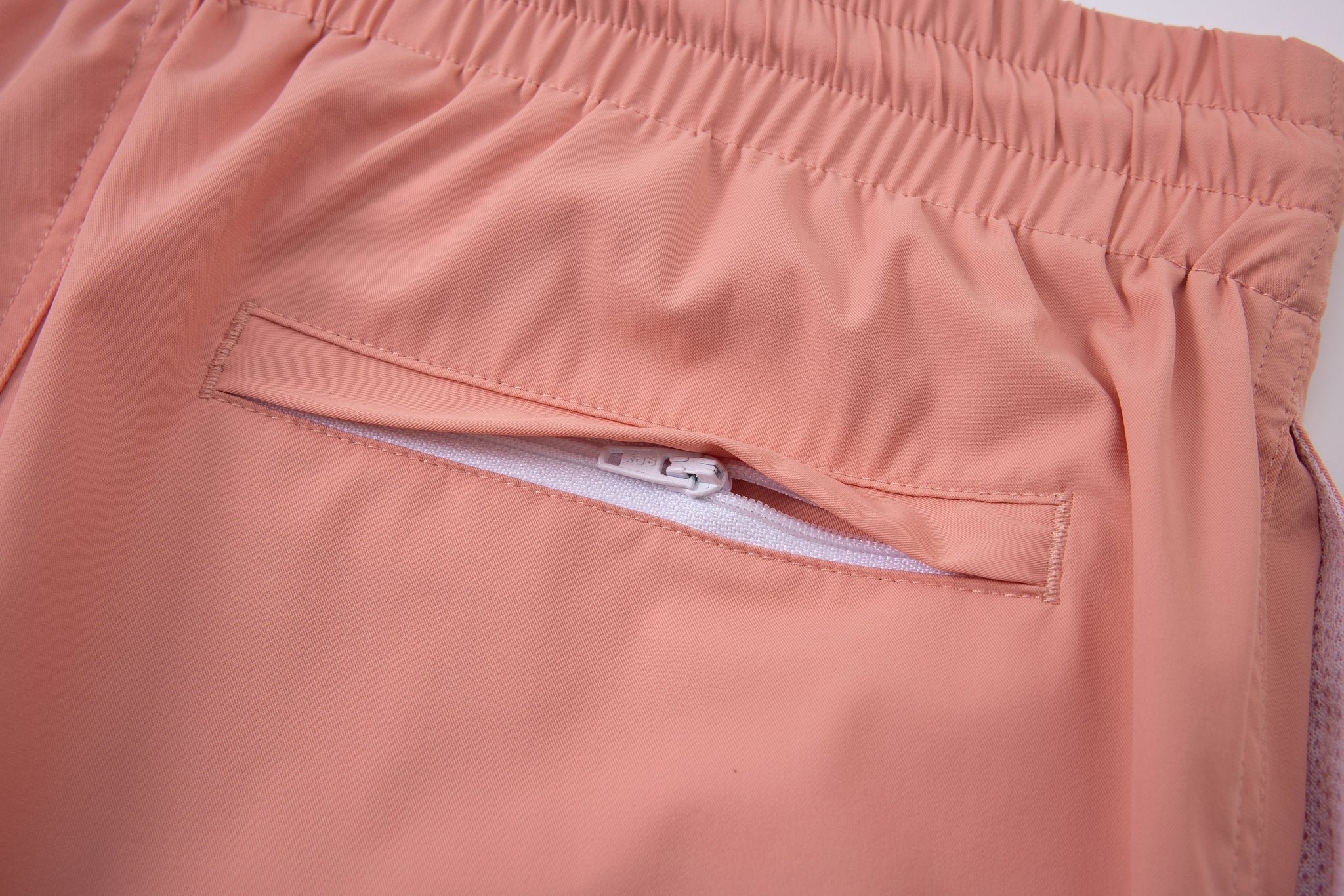 premium swimming shorts-Coral × Linen Long Sleeves-Pink — Combo Look
