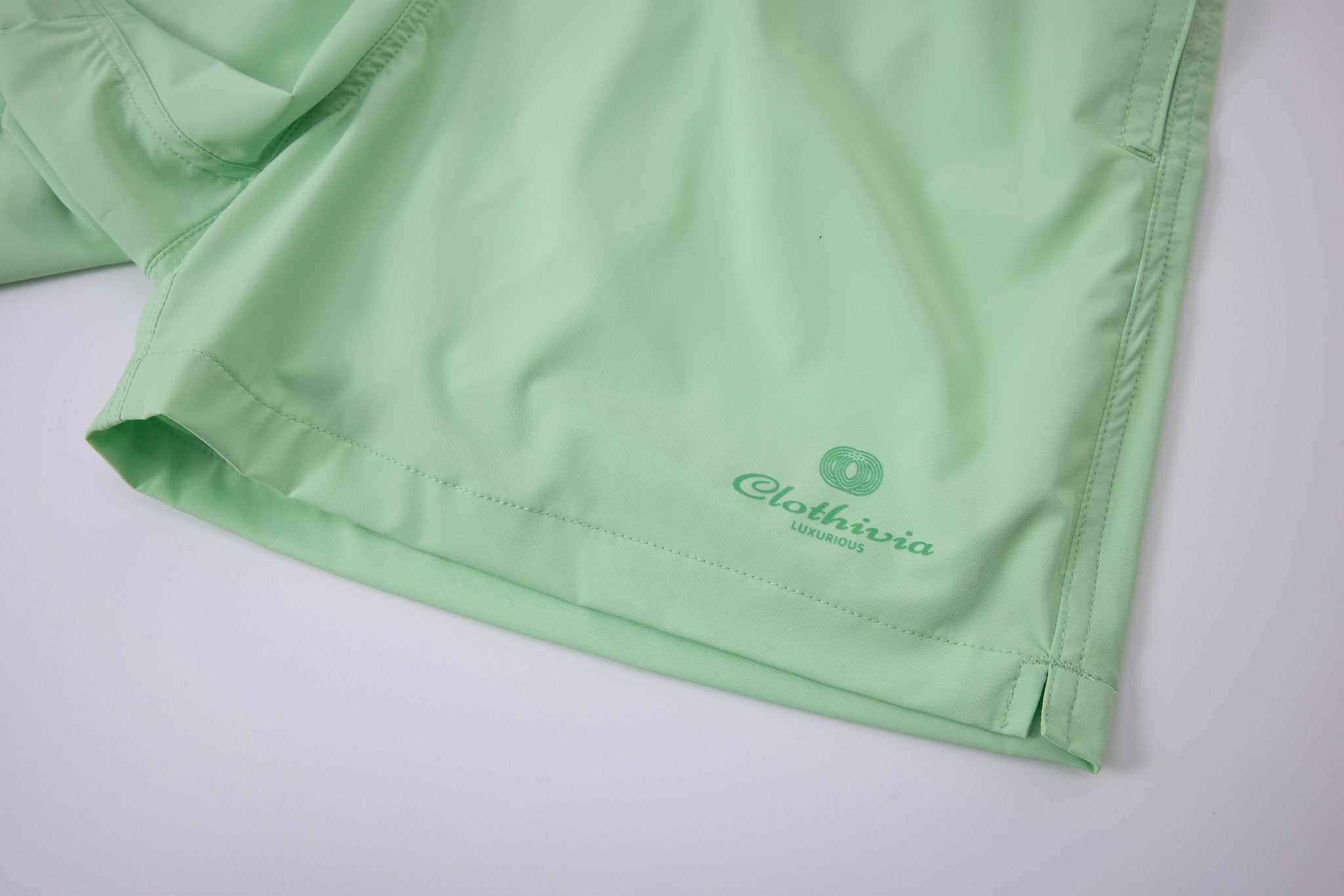 premium swimming shorts-Mint-Green × Linen Long Sleeves-Baby-Blue — Combo Look