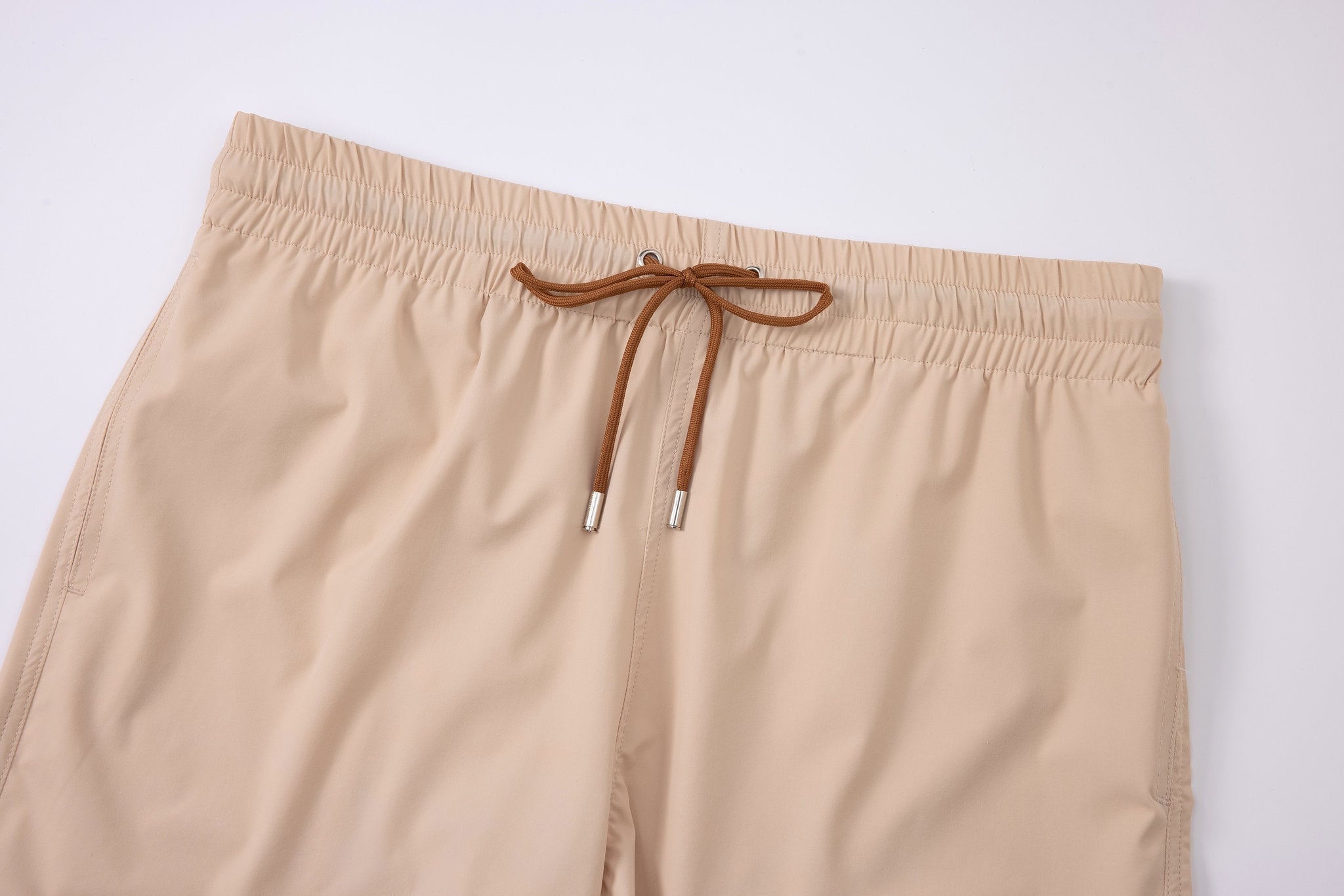 premium swimming shorts-Biege × Towel Polo-Pink — Combo Look