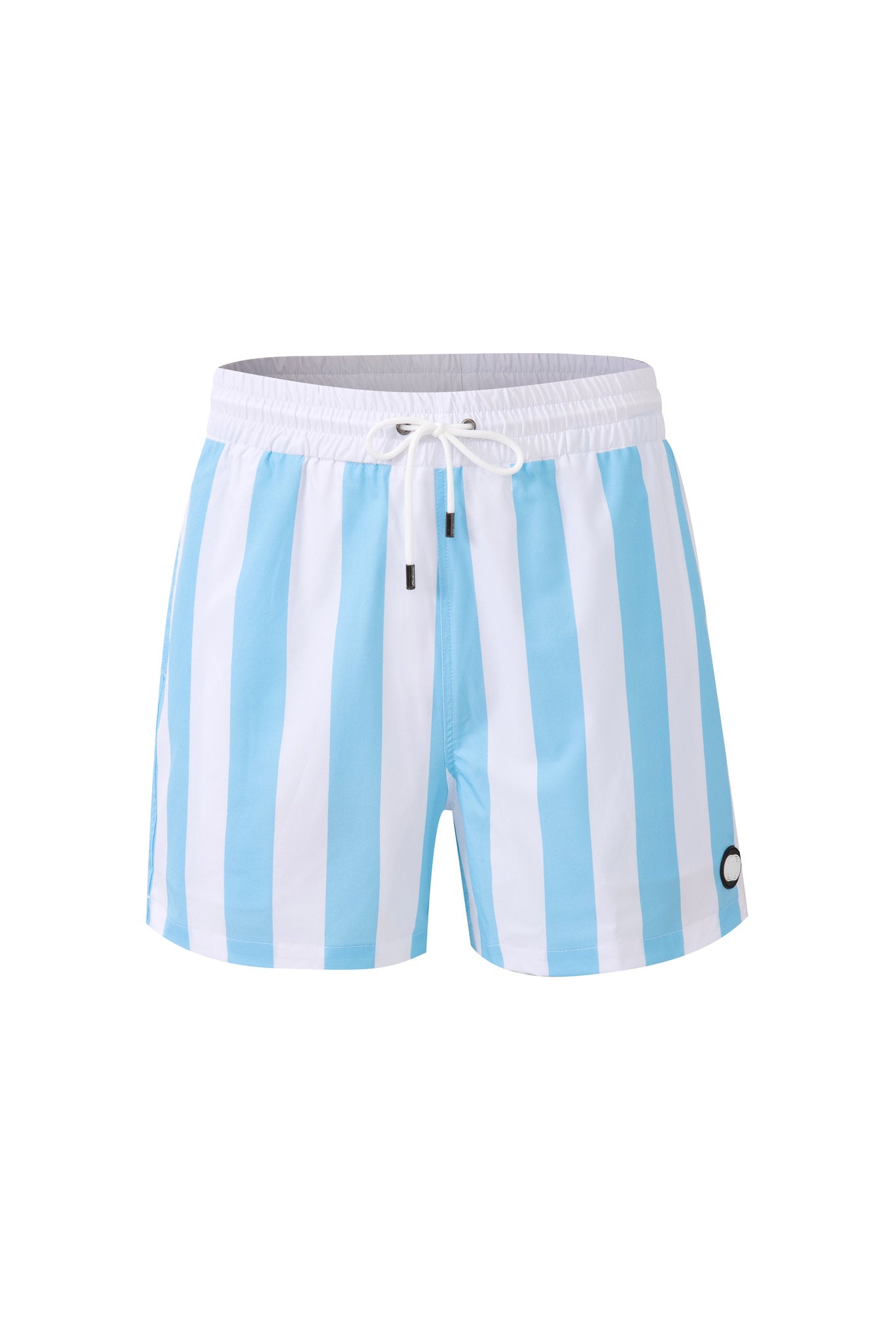 Swimming shorts-Stripe-Baby-Blue × Towel Hoodie-Baby-Blue — Combo Look