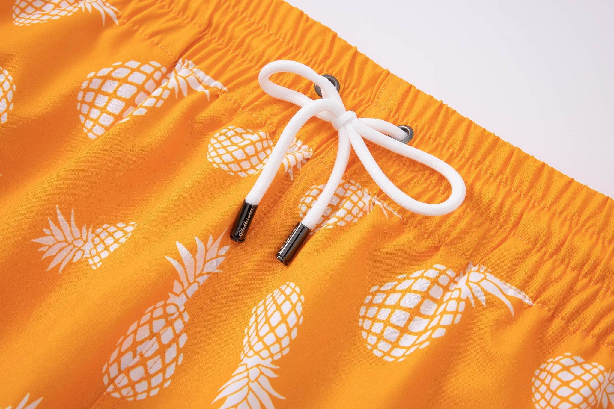 Swimming shorts-Pineapple-Teal-Orange × linen short sleeves -Pink — Combo Look