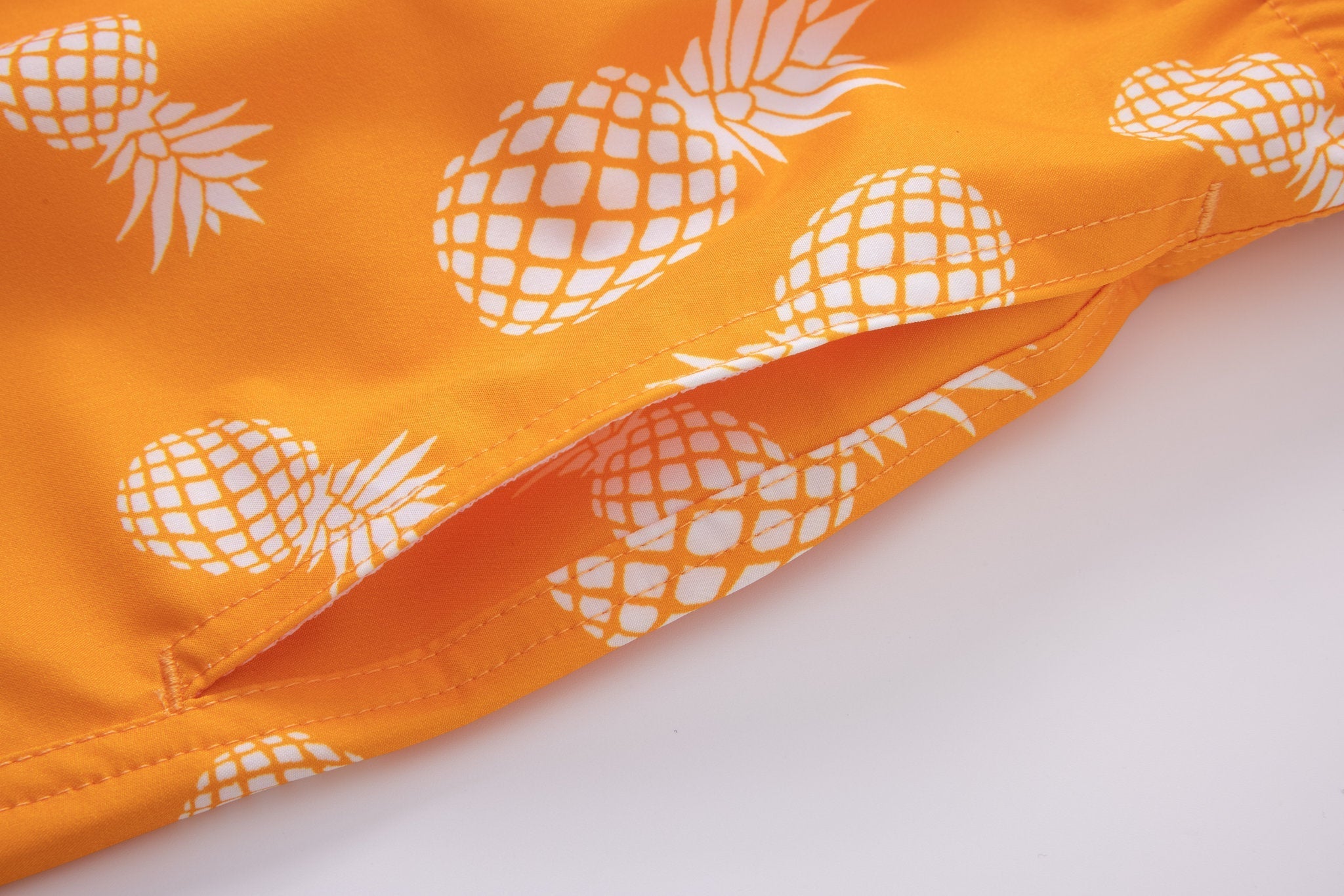 Swimming shorts-Pineapple-Teal-Orange × linen short sleeves -Pink — Combo Look