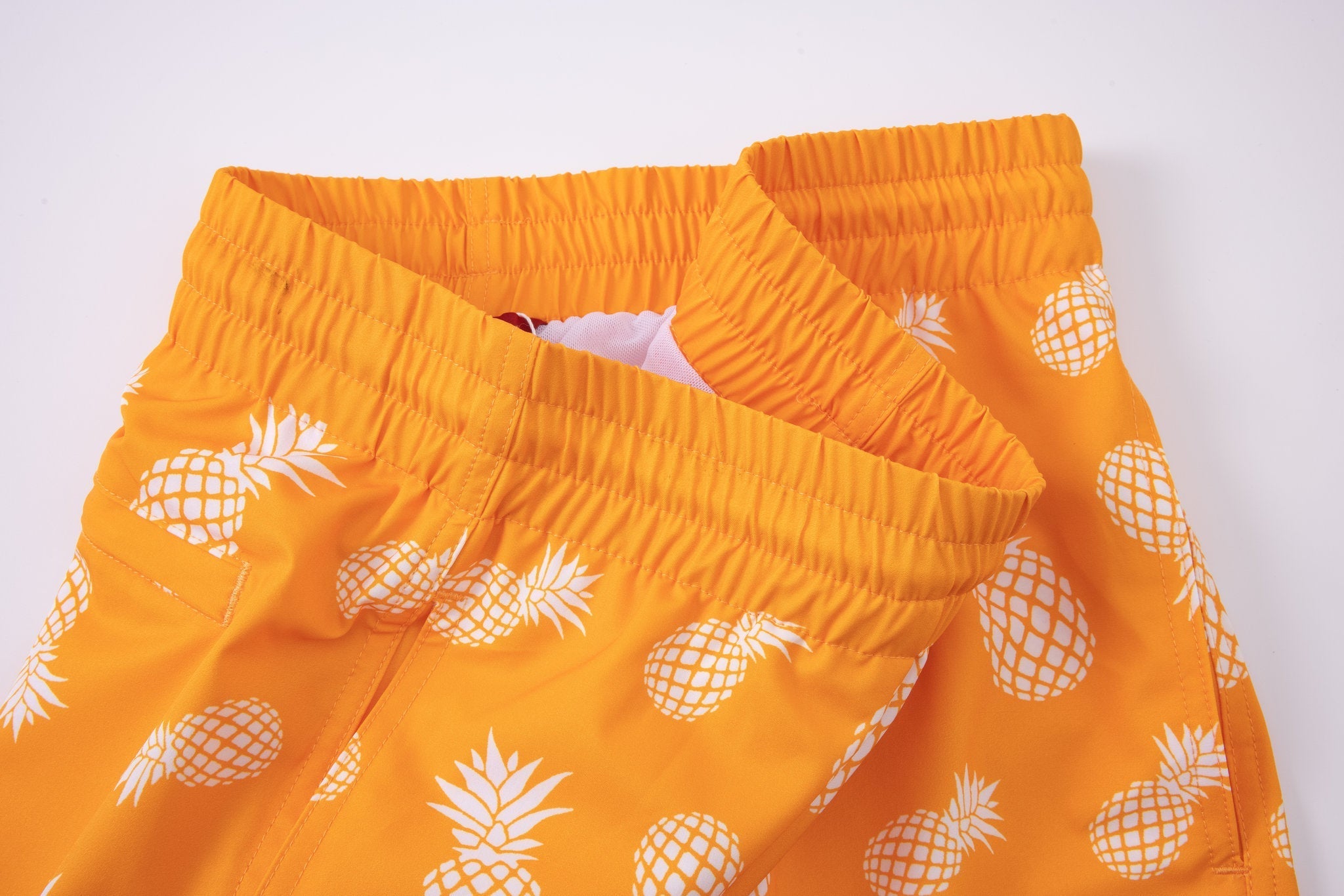 Swimming shorts-Pineapple-Teal-Orange × linen short sleeves -Pink — Combo Look
