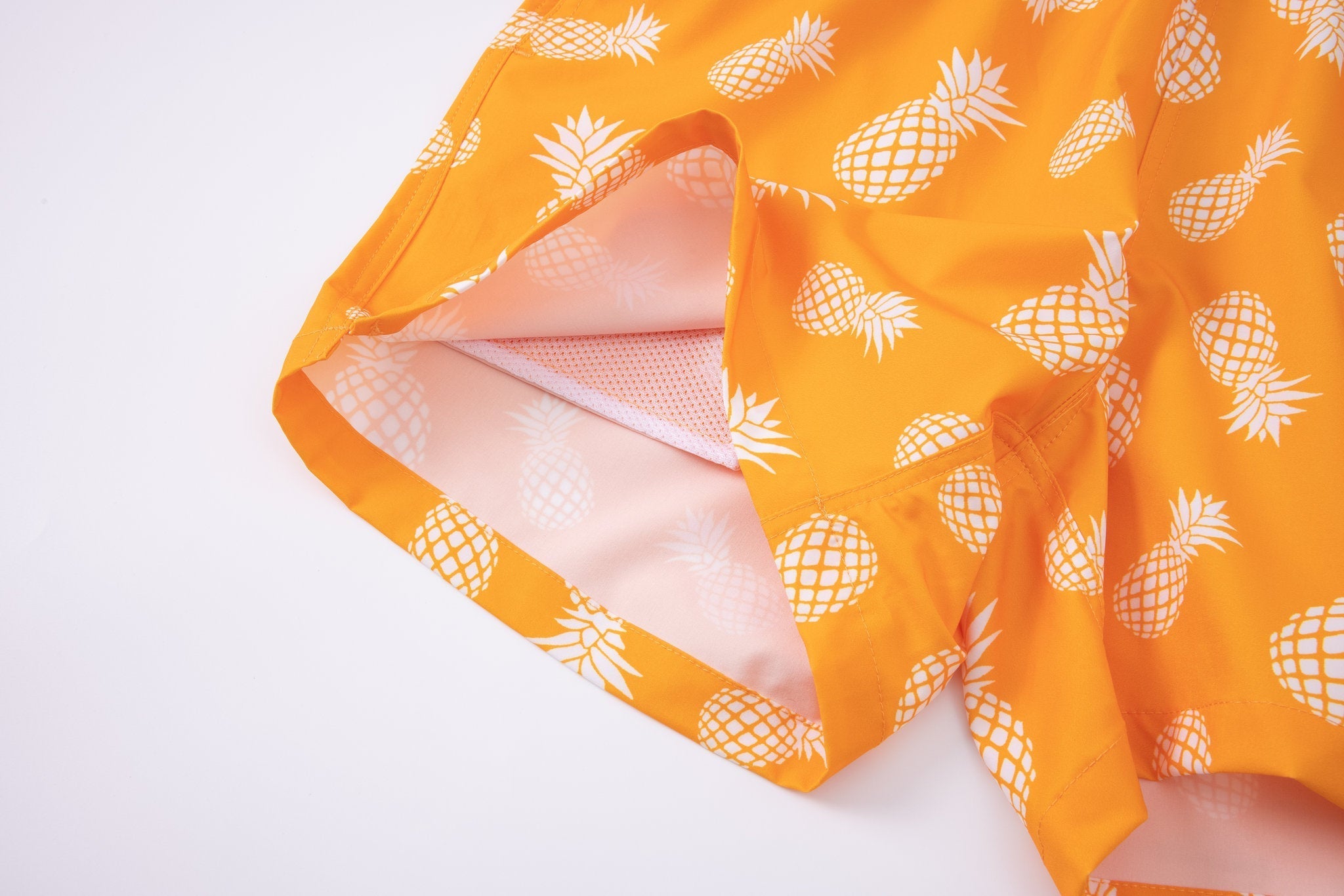 Swimming shorts-Pineapple-Teal-Orange × linen short sleeves -Pink — Combo Look