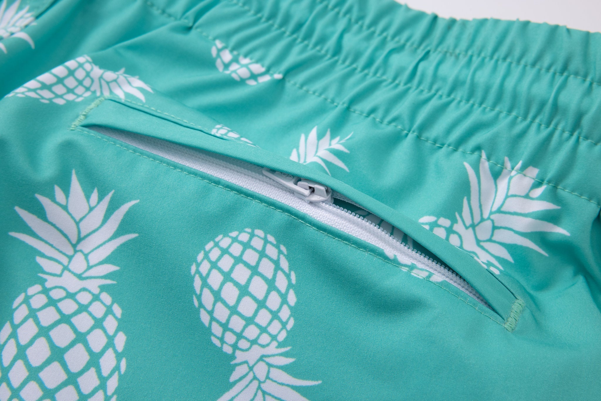 Swimming shorts-Pineapple-Teal-Mint-Green × Towel Polo-Pink — Combo Look