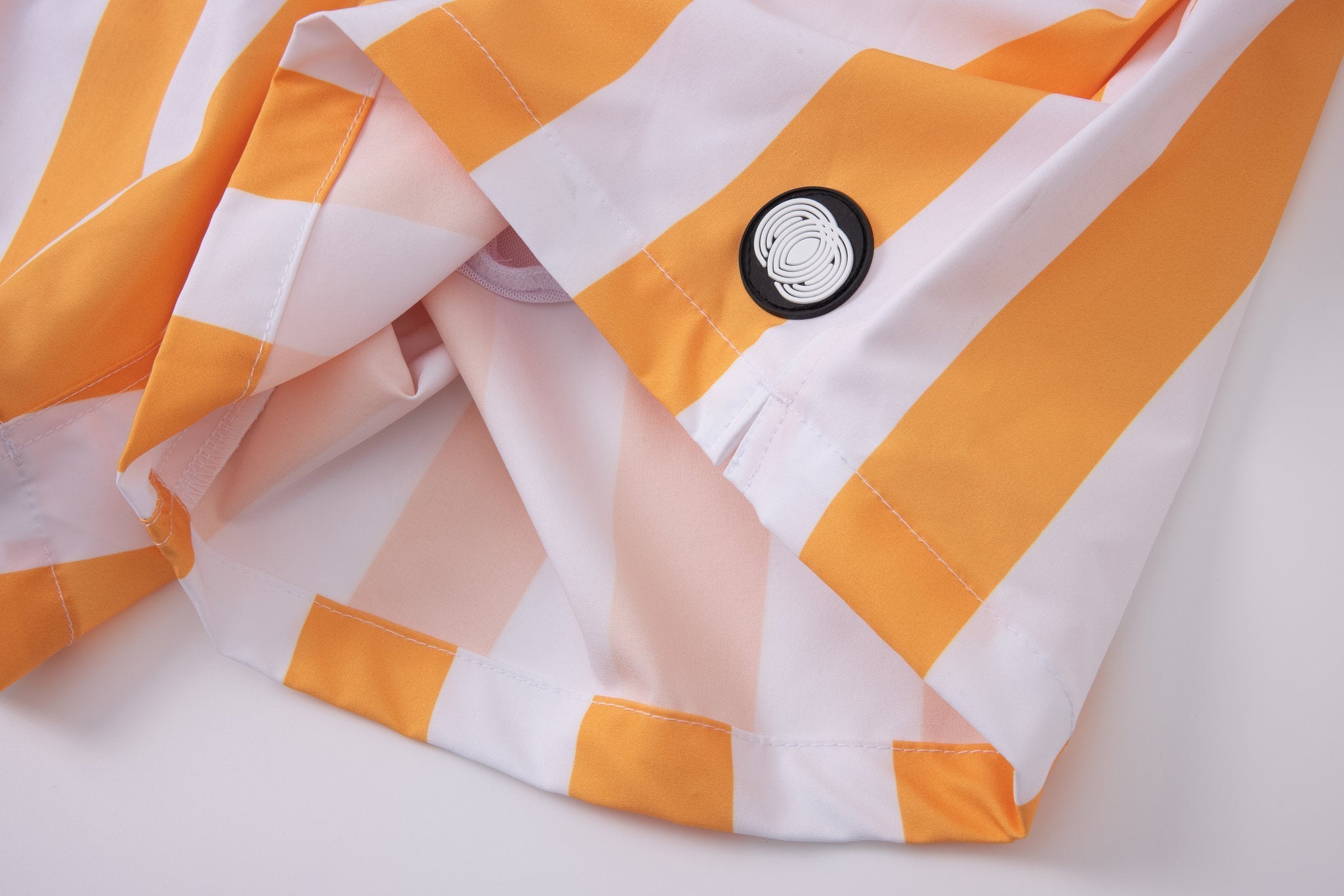 Swimming shorts-Stripe-Orange × Linen Short Sleeves-Ocean-Blue — Combo Look