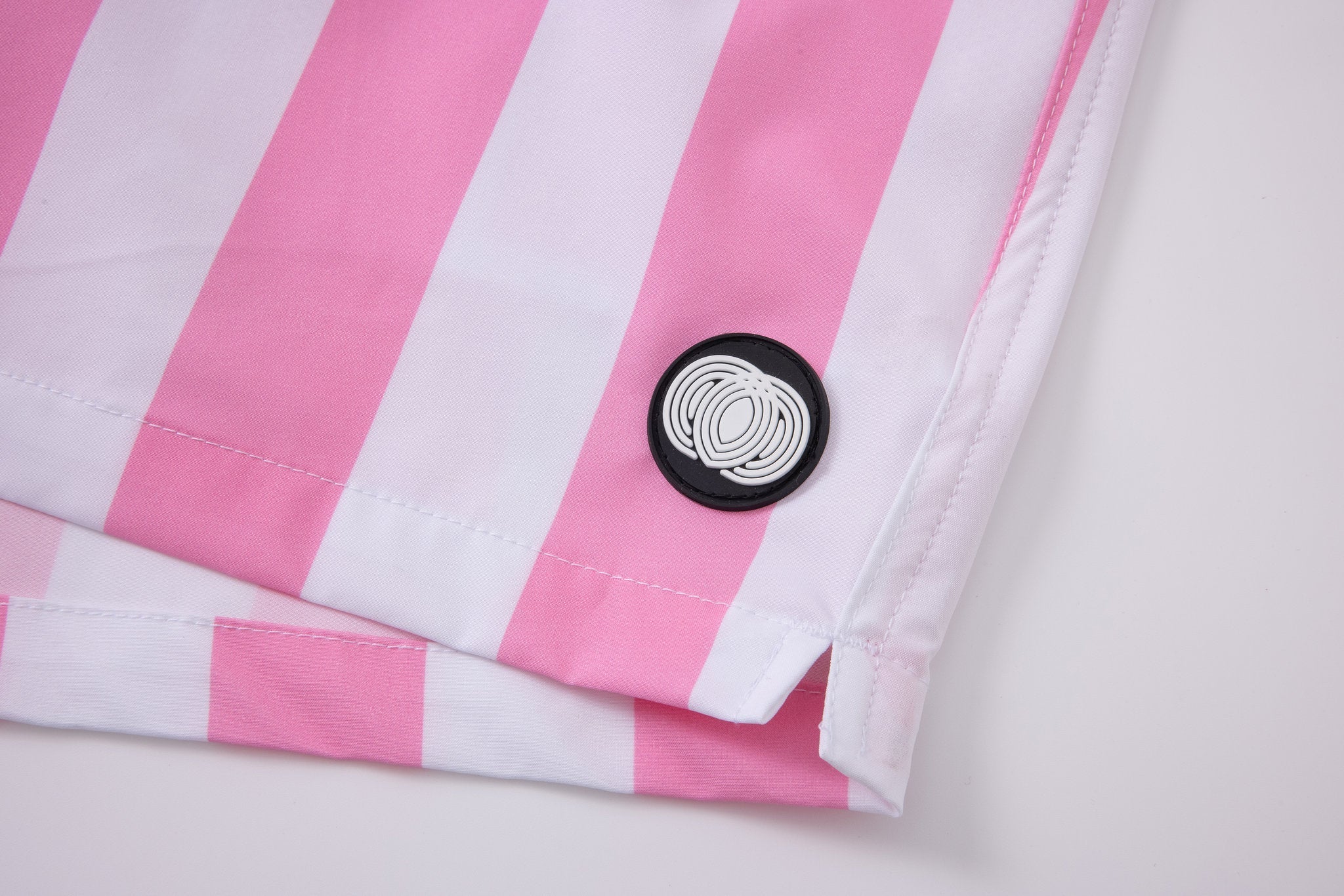 Swimming shorts-Stripe-Pink × Towel Hoodie-Baby-Blue — Combo Look