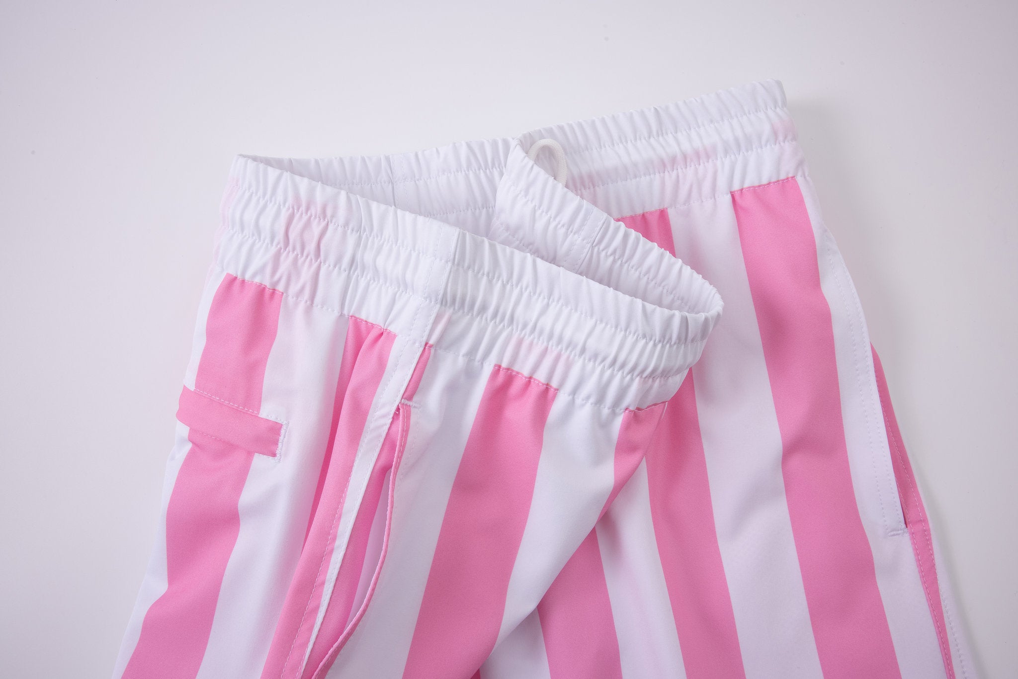 Swimming shorts-Stripe-Pink × Towel Hoodie-Baby-Blue — Combo Look
