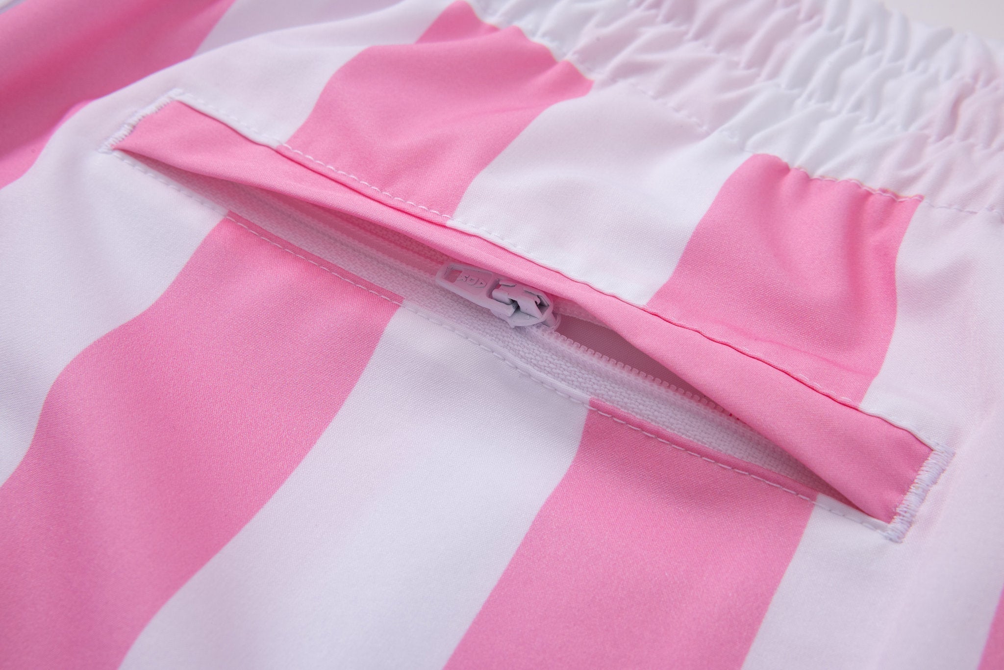 Swimming shorts-Stripe-Pink × Towel Hoodie-Baby-Blue — Combo Look