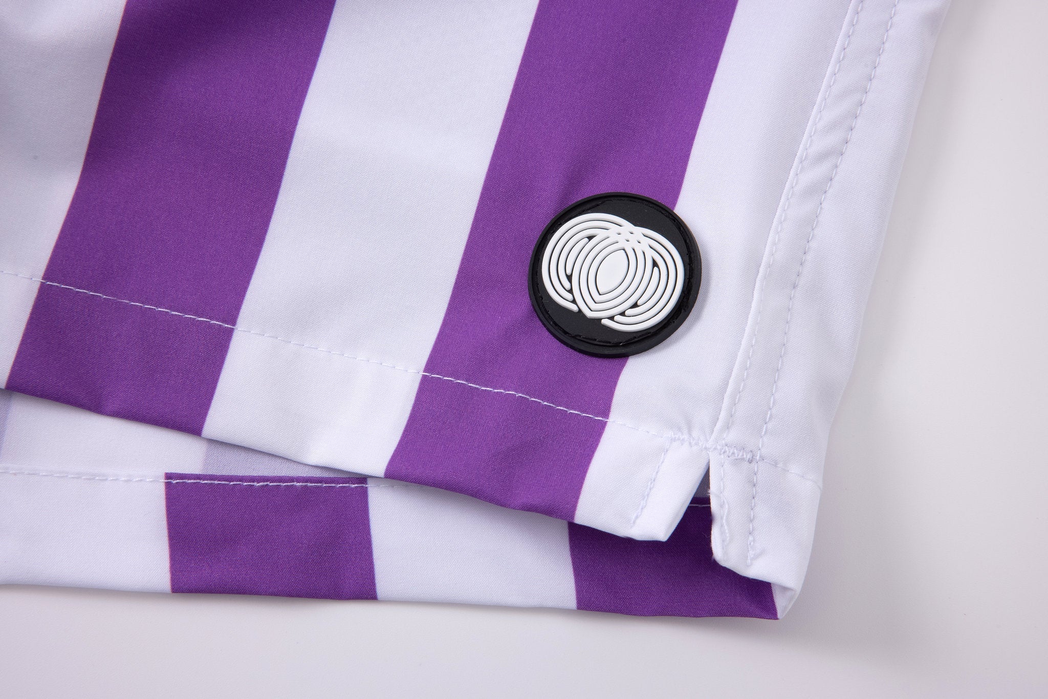 Swimming shorts-Stripe-Purple × Towel Polo-Pink — Combo Look