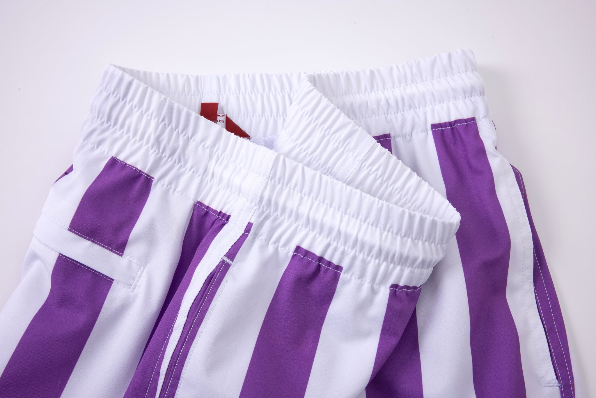 Swimming shorts-Stripe-Purple × Towel Polo-Pink — Combo Look