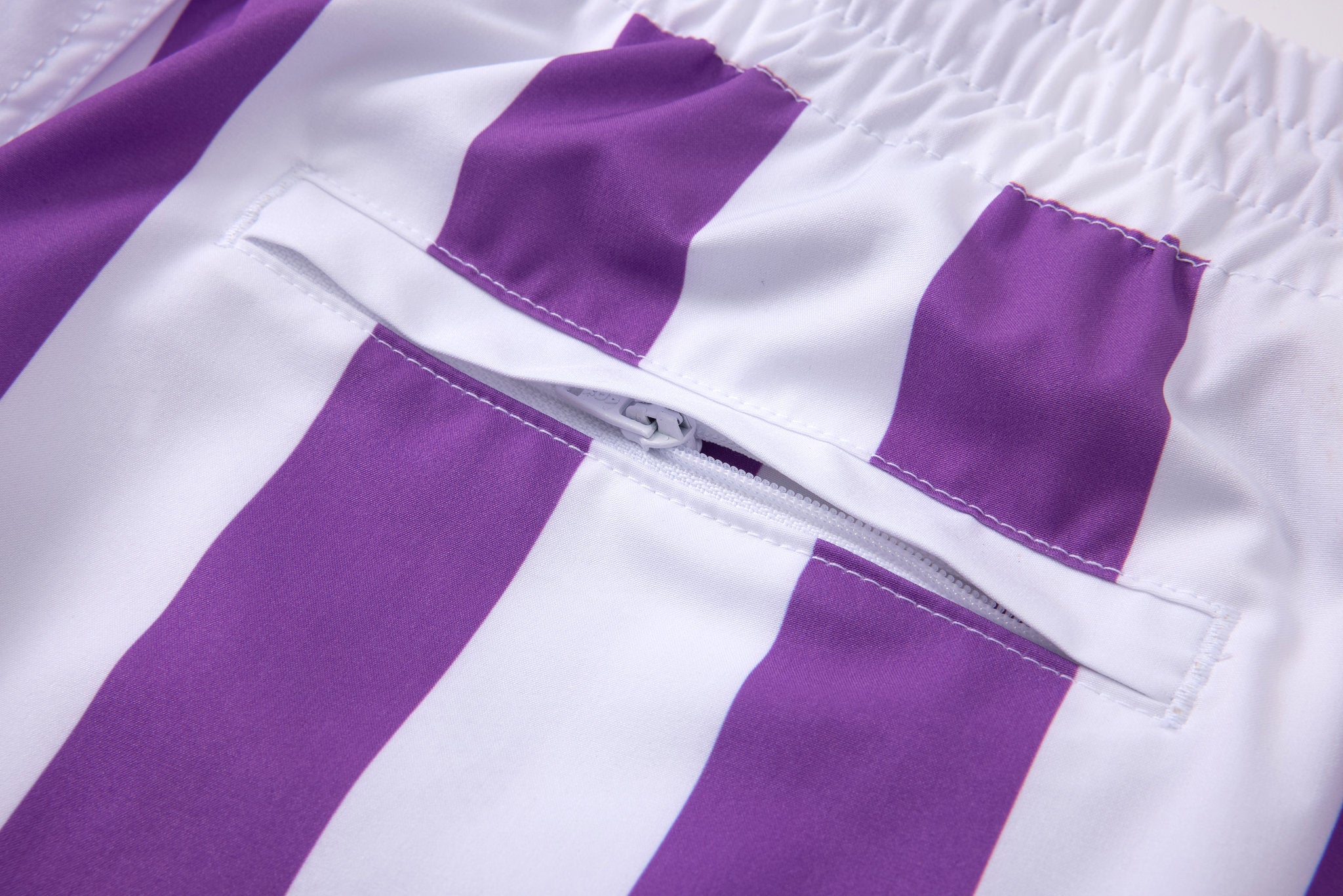 Swimming shorts-Stripe-Purple × Towel Polo-Pink — Combo Look