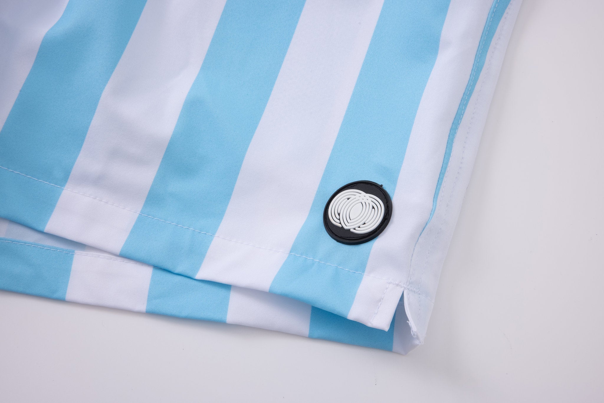 Swimming shorts-Stripe-Baby-Blue × Towel Hoodie-Baby-Blue — Combo Look