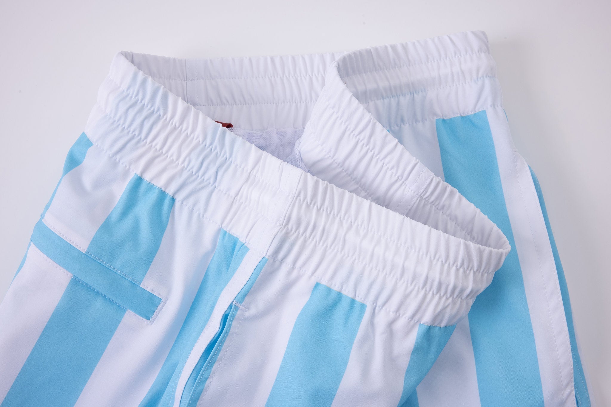 Swimming shorts-Stripe-Baby-Blue × Towel Hoodie-Baby-Blue — Combo Look