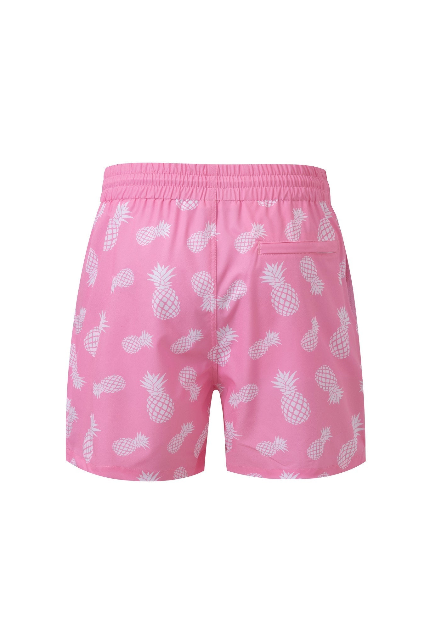 Swimming shorts-Pineapple-Teal-Pink × Linen Short Sleeves-White — Combo Look