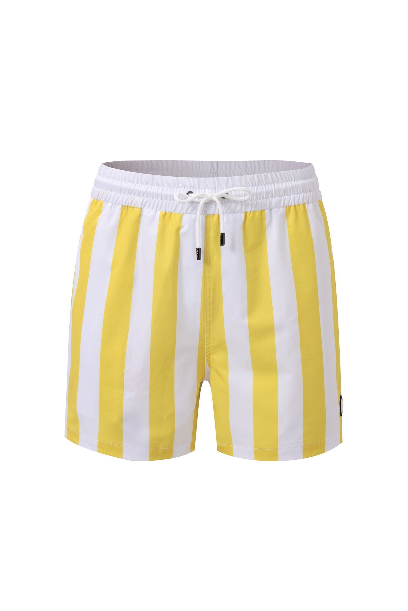 Swimming shorts-Stripe-Yellow × Towel Hoodie-Baby-Blue — Combo Look