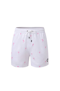 Swimming shorts-Plams-White
