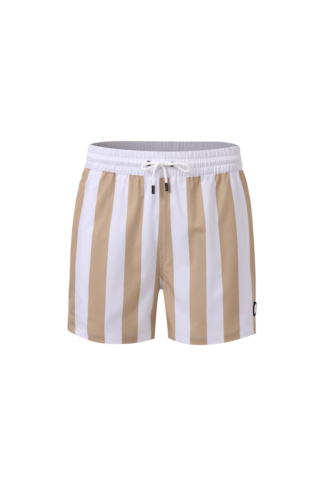 Swimming shorts-Stripe-Baige × Towel Hoodie-Beige — Combo Look