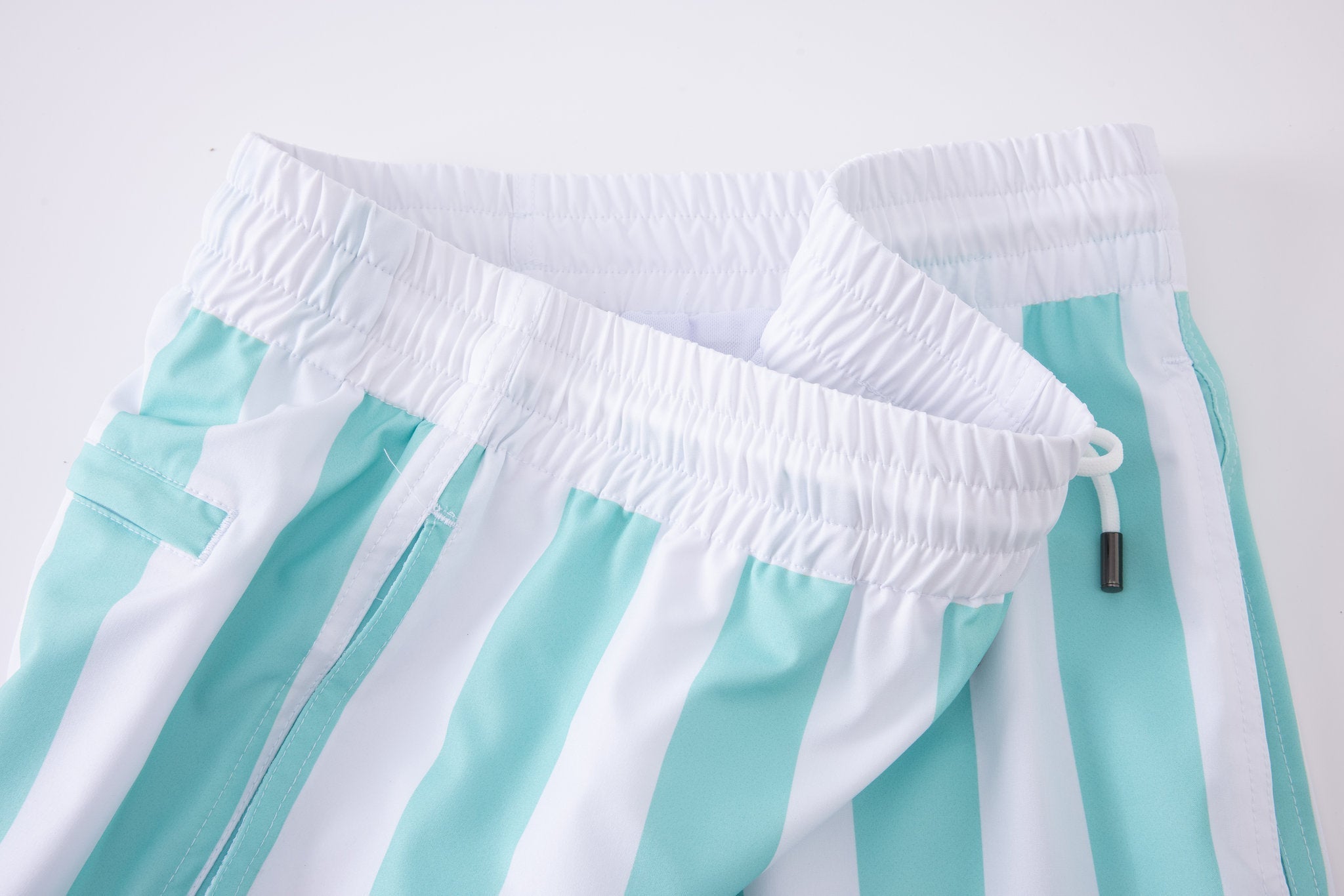Swimming shorts-Stripe-Mint-Green × Towel Hoodie-Baby-Blue — Combo Look