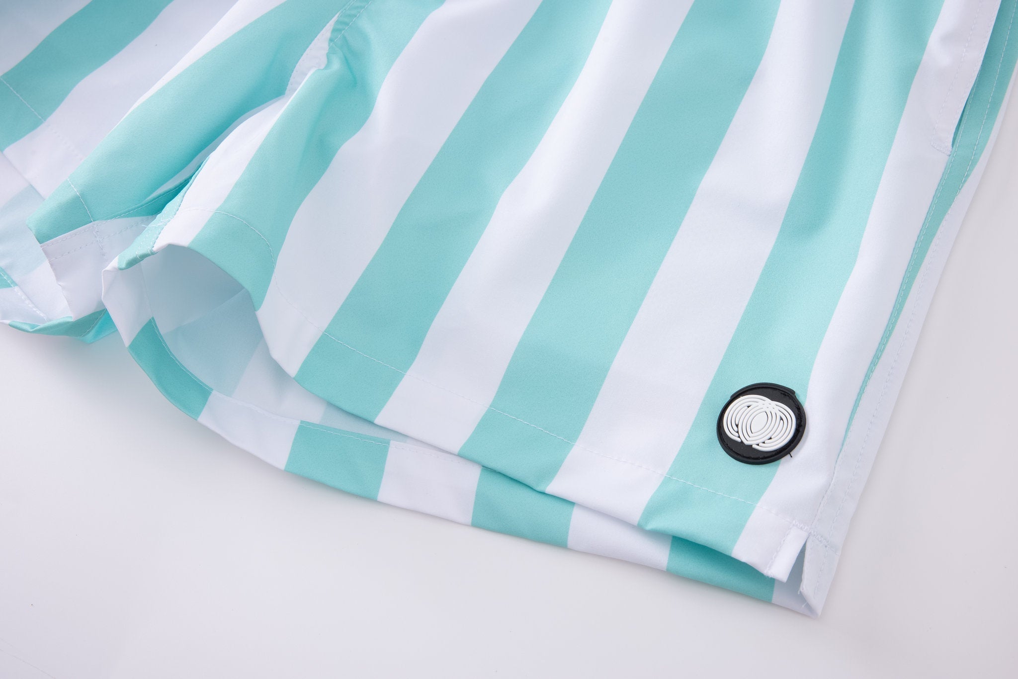 Swimming shorts-Stripe-Mint-Green × Towel Hoodie-Baby-Blue — Combo Look