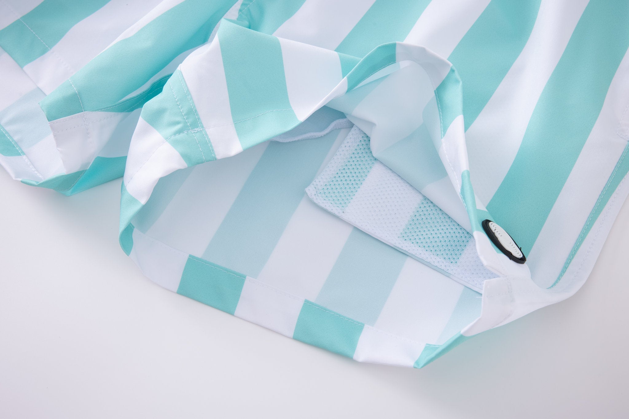 Swimming shorts-Stripe-Mint-Green × Towel Hoodie-Baby-Blue — Combo Look