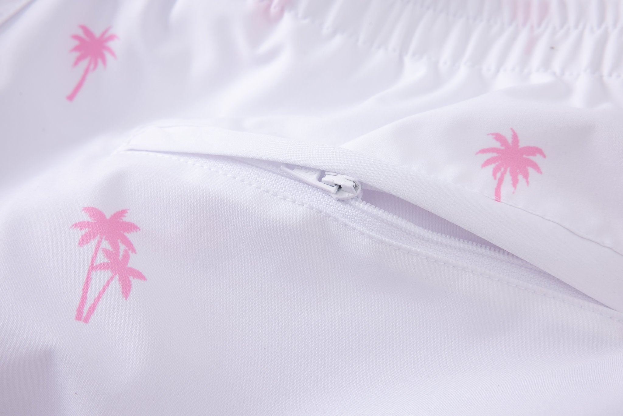 Swimming shorts-Plams-White × Towel Hoodie-Baby-Blue — Combo Look