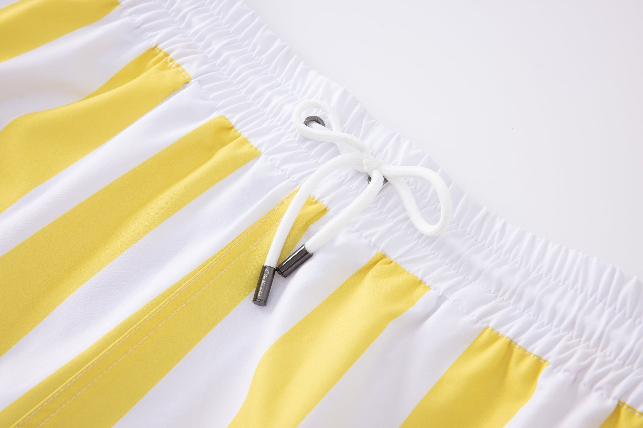 Swimming shorts-Stripe-Yellow × Towel Hoodie-Baby-Blue — Combo Look