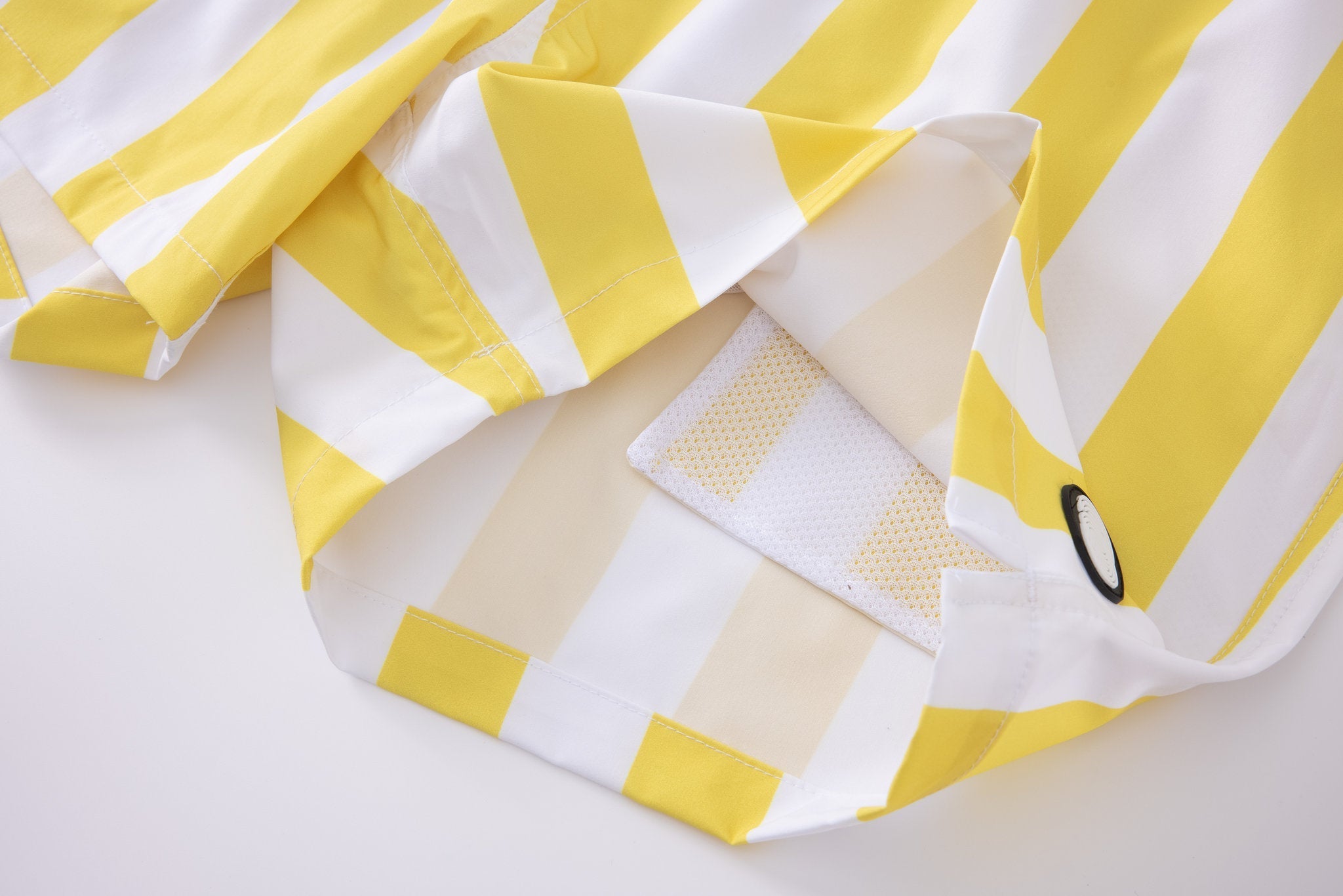 Swimming shorts-Stripe-Yellow × Towel Hoodie-Baby-Blue — Combo Look