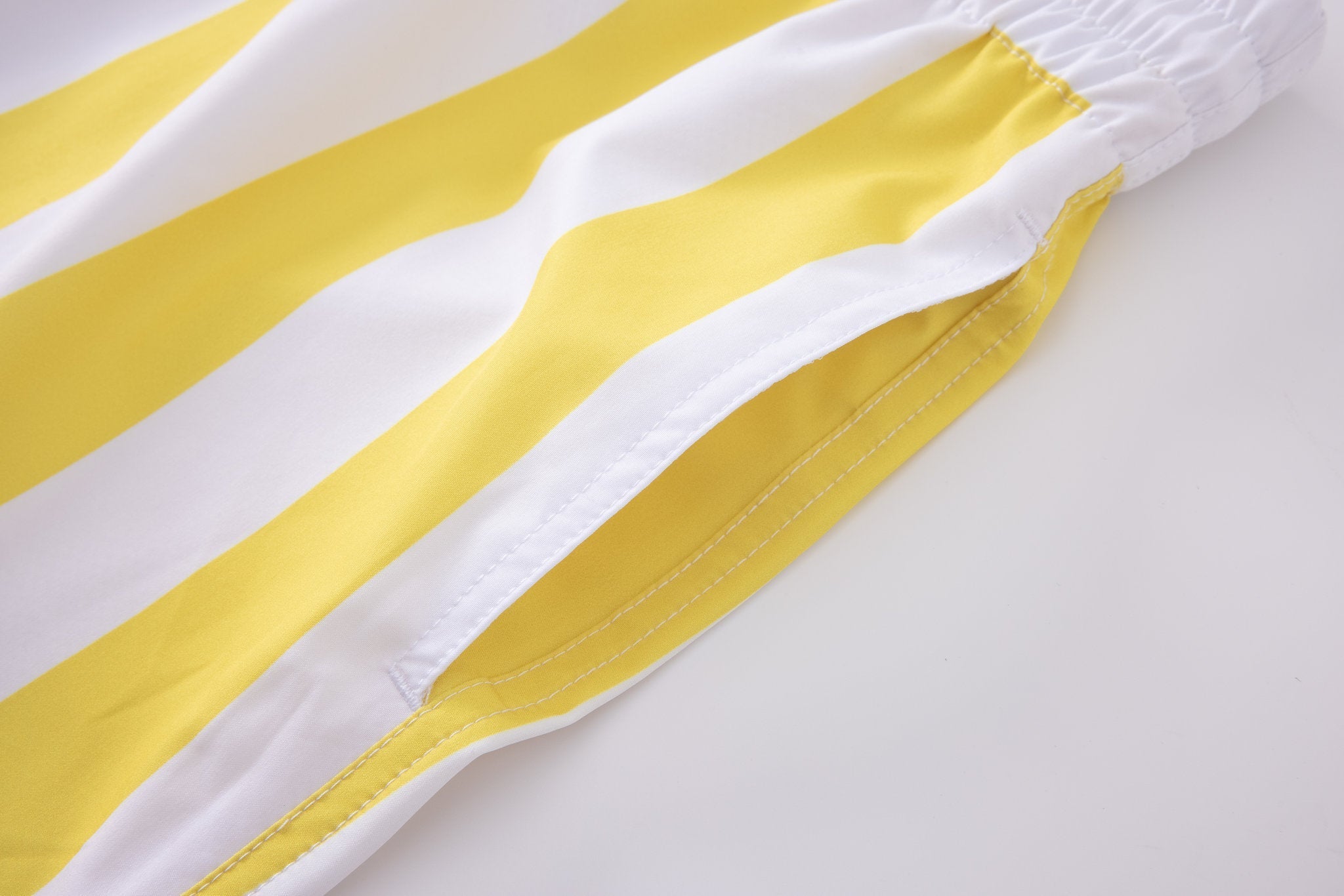 Swimming shorts-Stripe-Yellow × Towel Hoodie-Baby-Blue — Combo Look