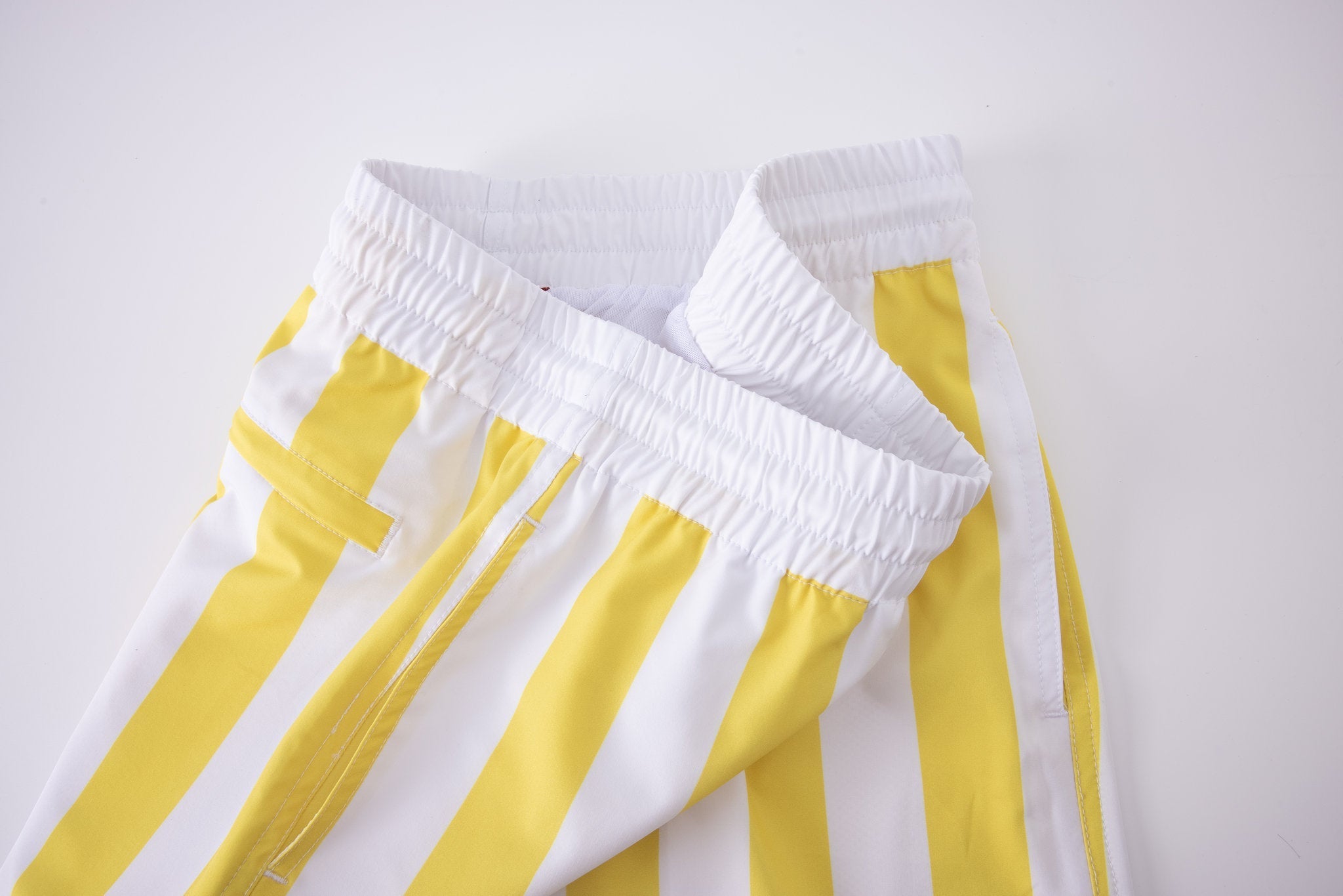 Swimming shorts-Stripe-Yellow × Towel Hoodie-Baby-Blue — Combo Look