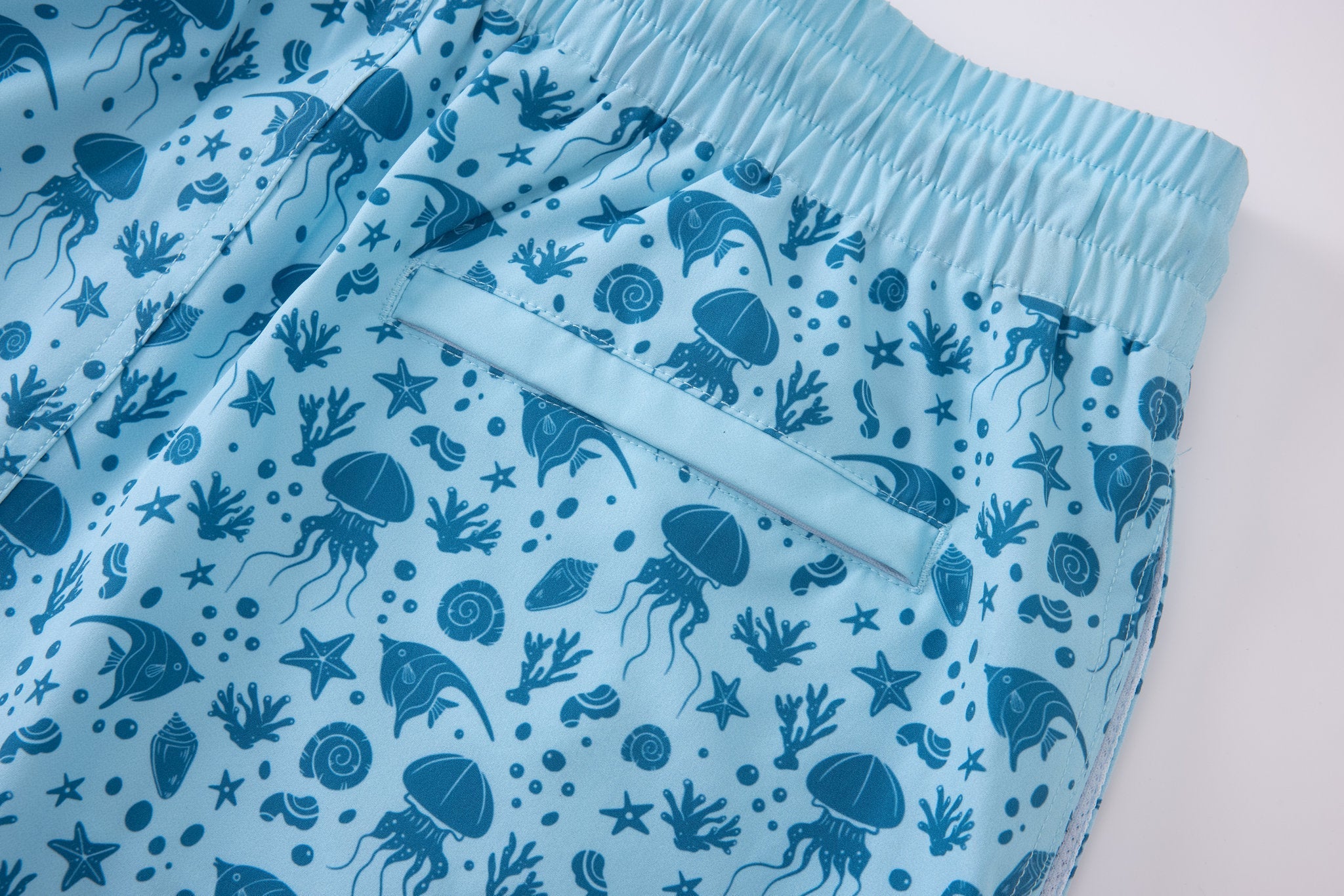Creature Swim Shorts -Light-Blue × Towel Polo-White — Combo Look