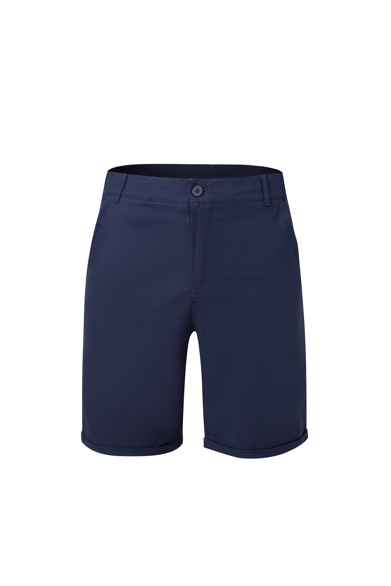 Chino Short-Navy × open collar -Ivory — Combo Look
