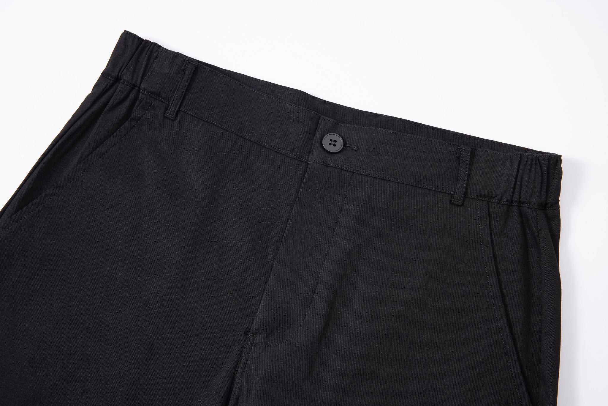 open collar -Ivory × Chino Short-Black — Combo Look