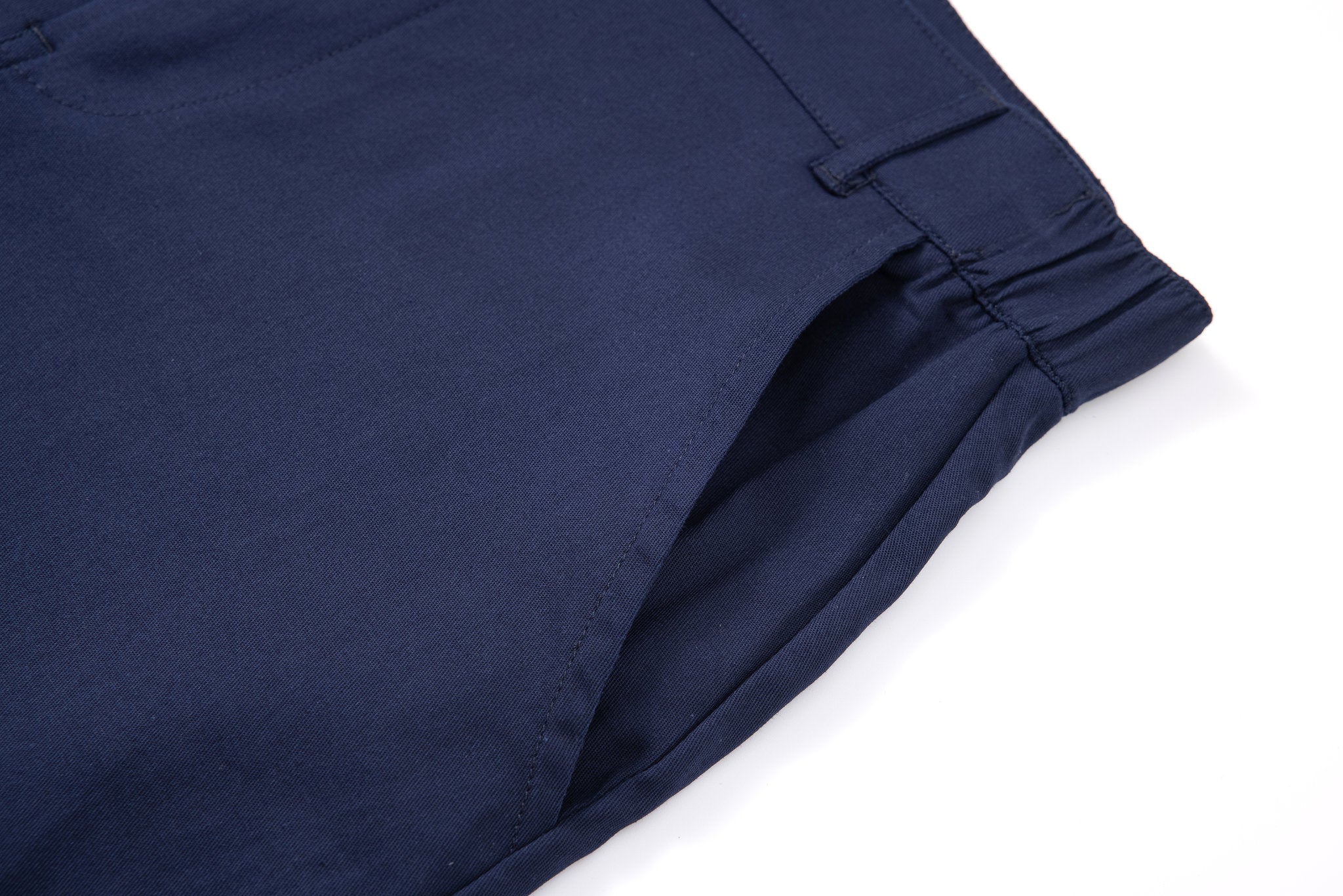 Chino Short-Navy × open collar -Ivory — Combo Look