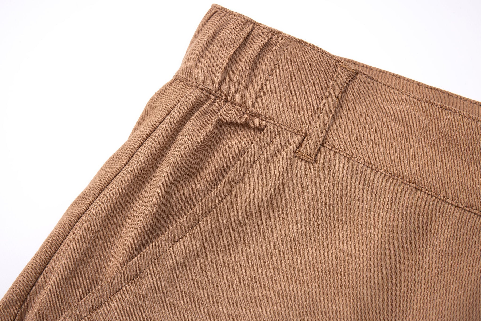 Chino Short-Brown × open collar -Ivory — Combo Look