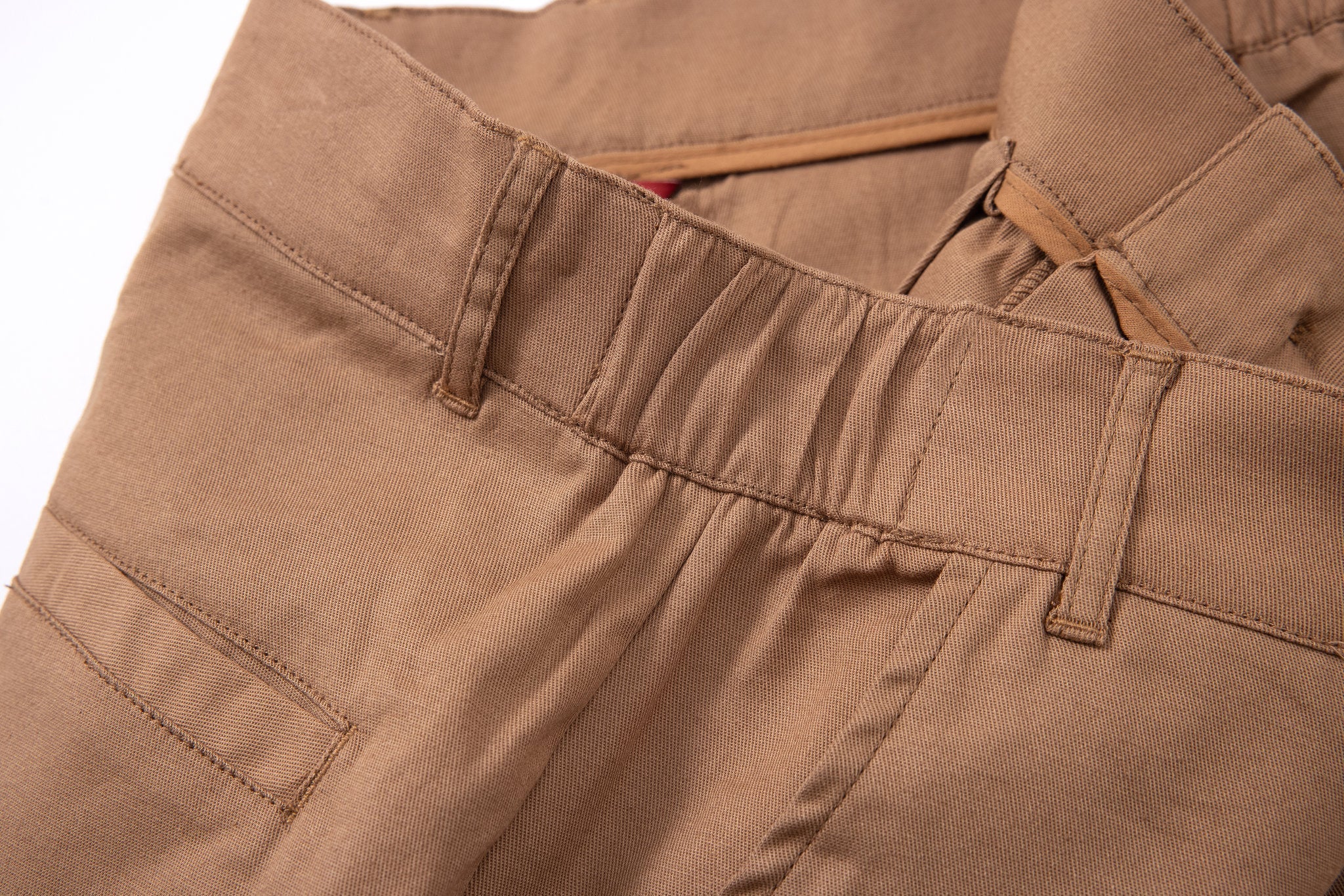 Chino Short-Brown × open collar -Ivory — Combo Look