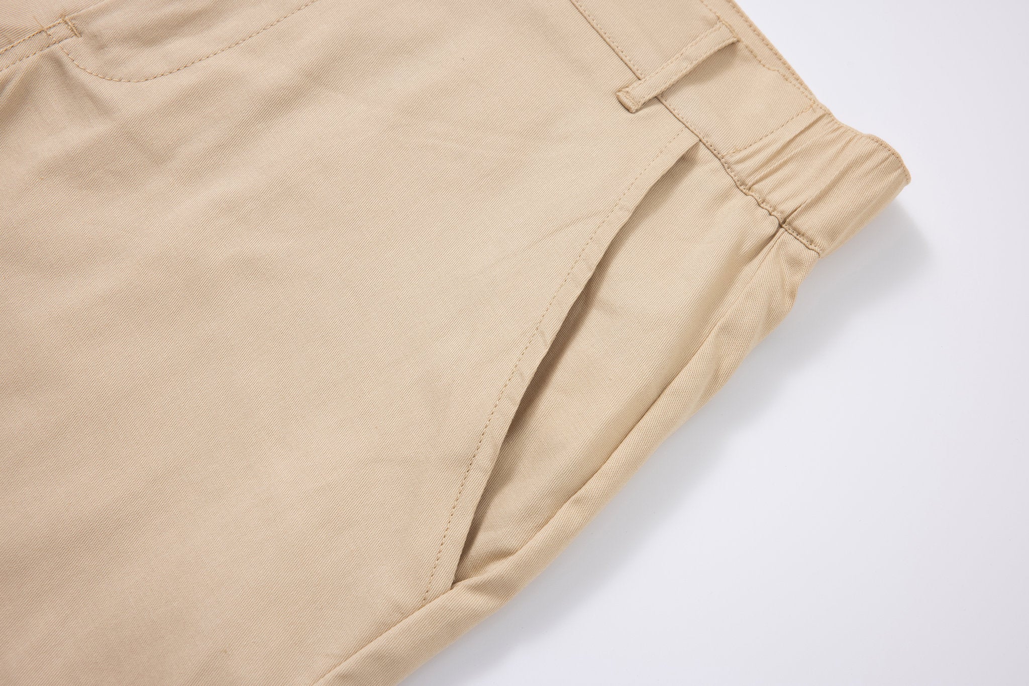 Chino Short-Beige × open collar -Ivory — Combo Look