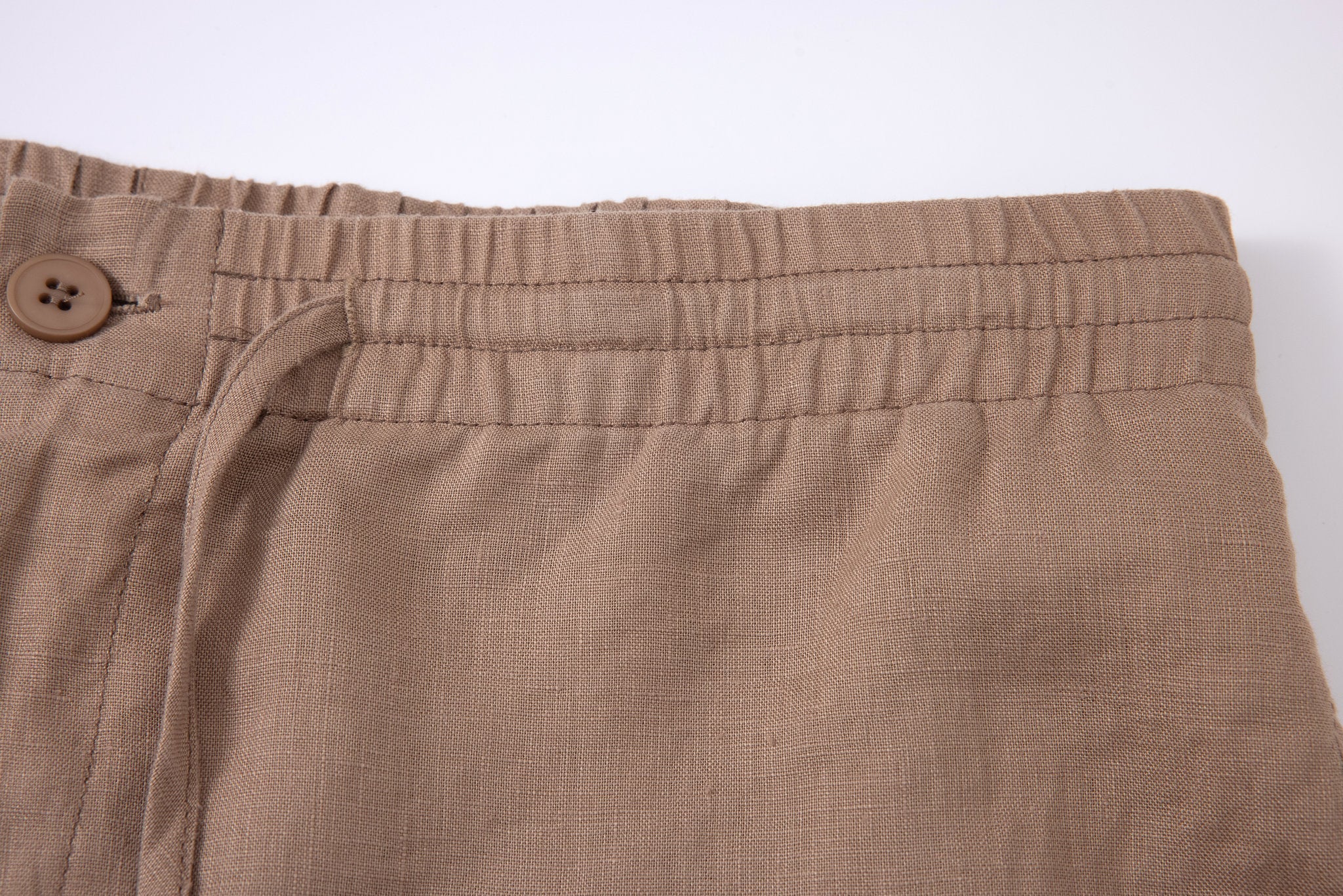 Linen Short-Brown × Linen Short Sleeves-White — Combo Look