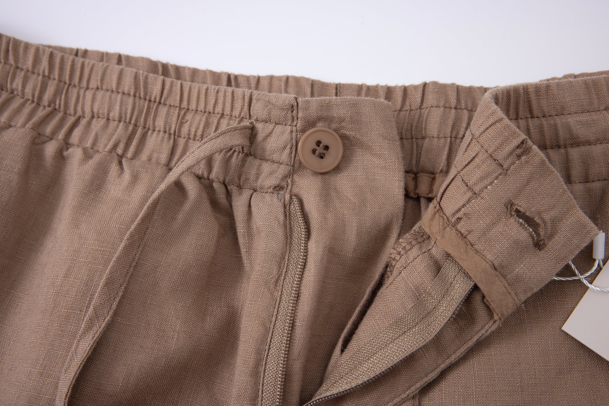 Linen Short-Brown × Linen Short Sleeves-White — Combo Look