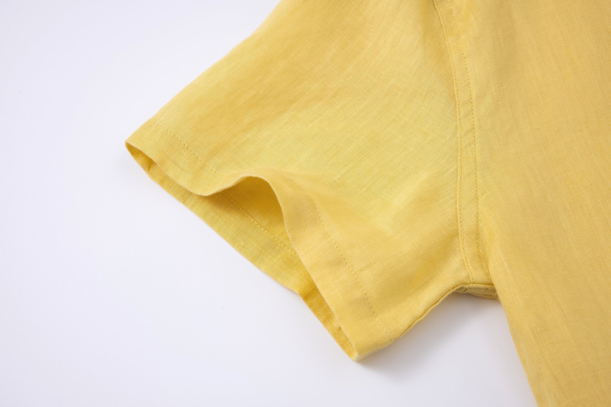Linen Short Sleeves-Lemon-Yellow × Linen Pants-Ivory — Combo Look