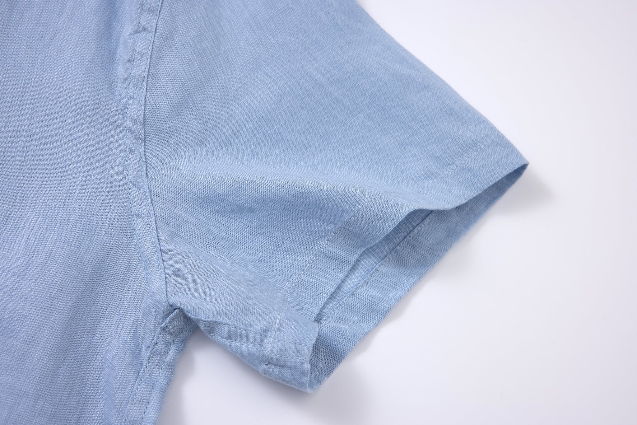Linen Short Sleeves-Ocean-Blue × Linen Pants-Beige — Combo Look