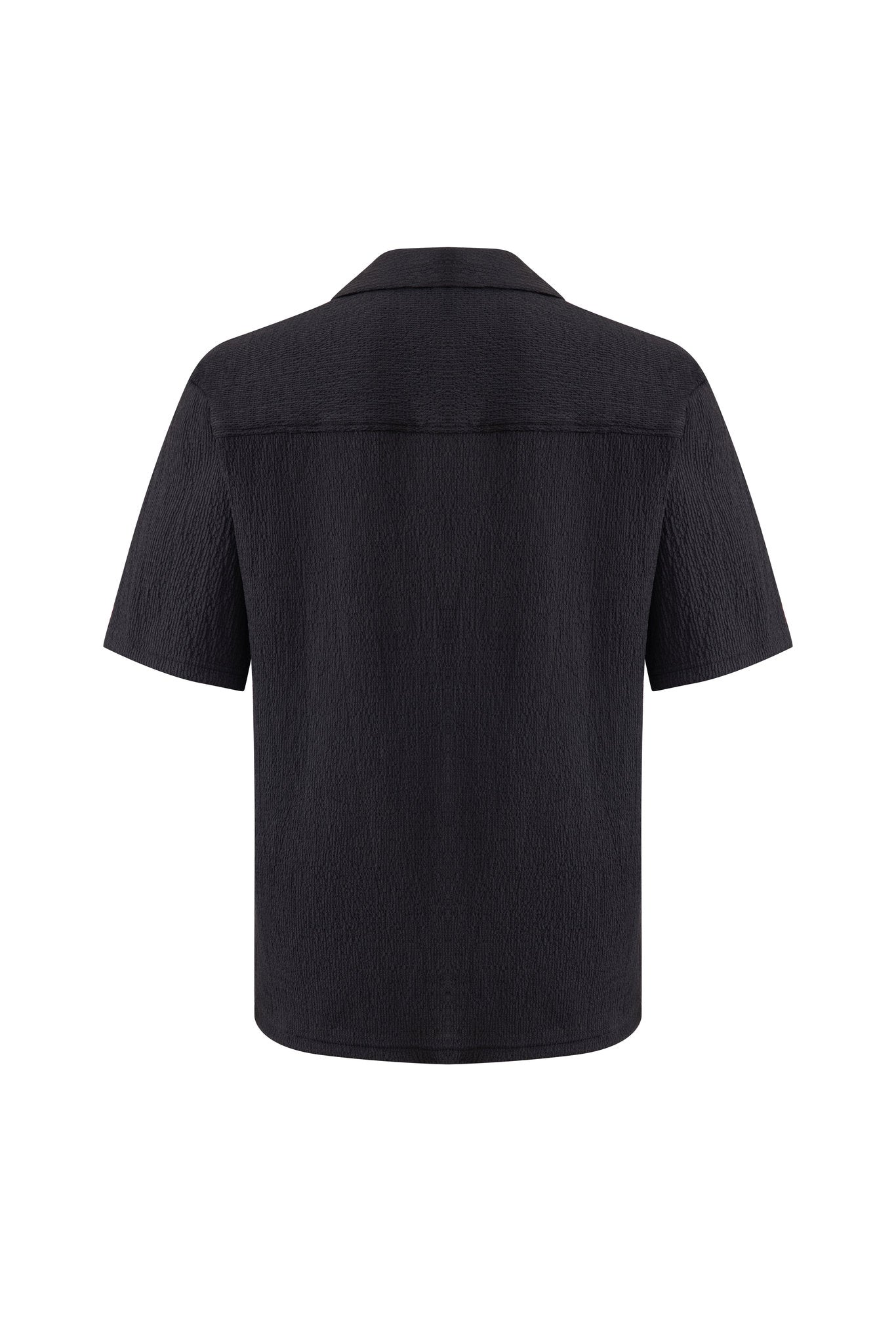 Textured T-shirt-Black × Chino Short-Light-Grey — Combo Look