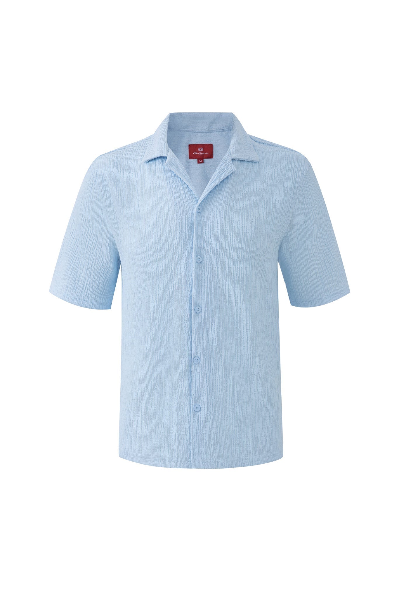 Textured T-shirt-Baby-Blue × Chino Short-Beige — Combo Look